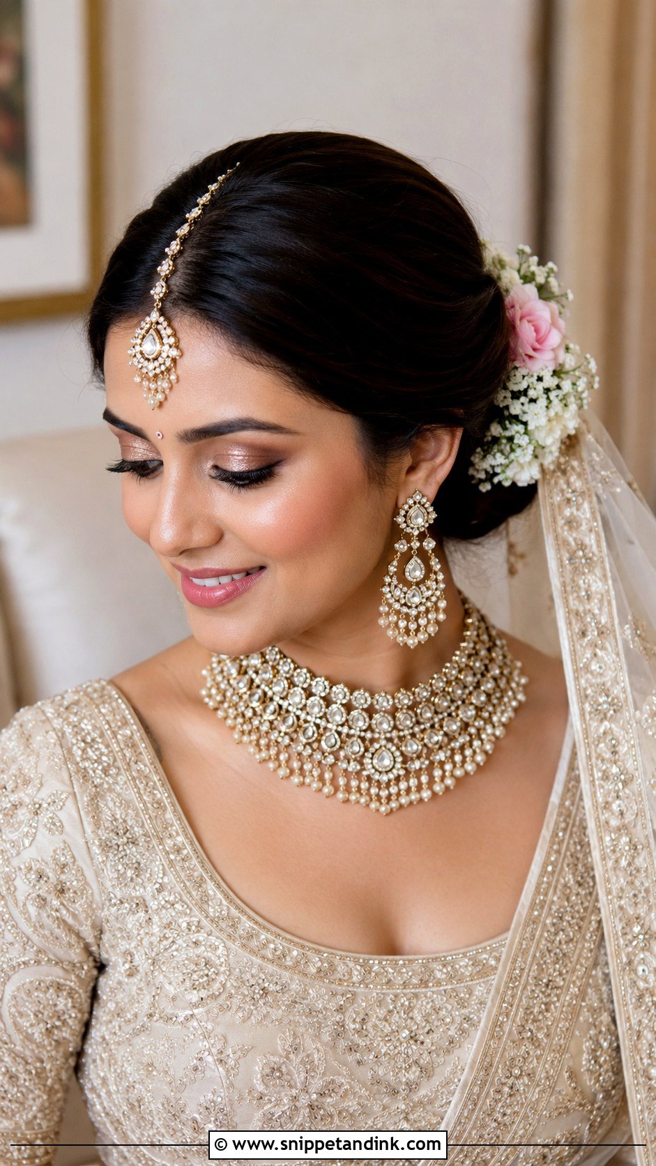 Indian Bridal Low Bun - Snippet and Ink - 15 Indian Bride Hairstyle Ideas