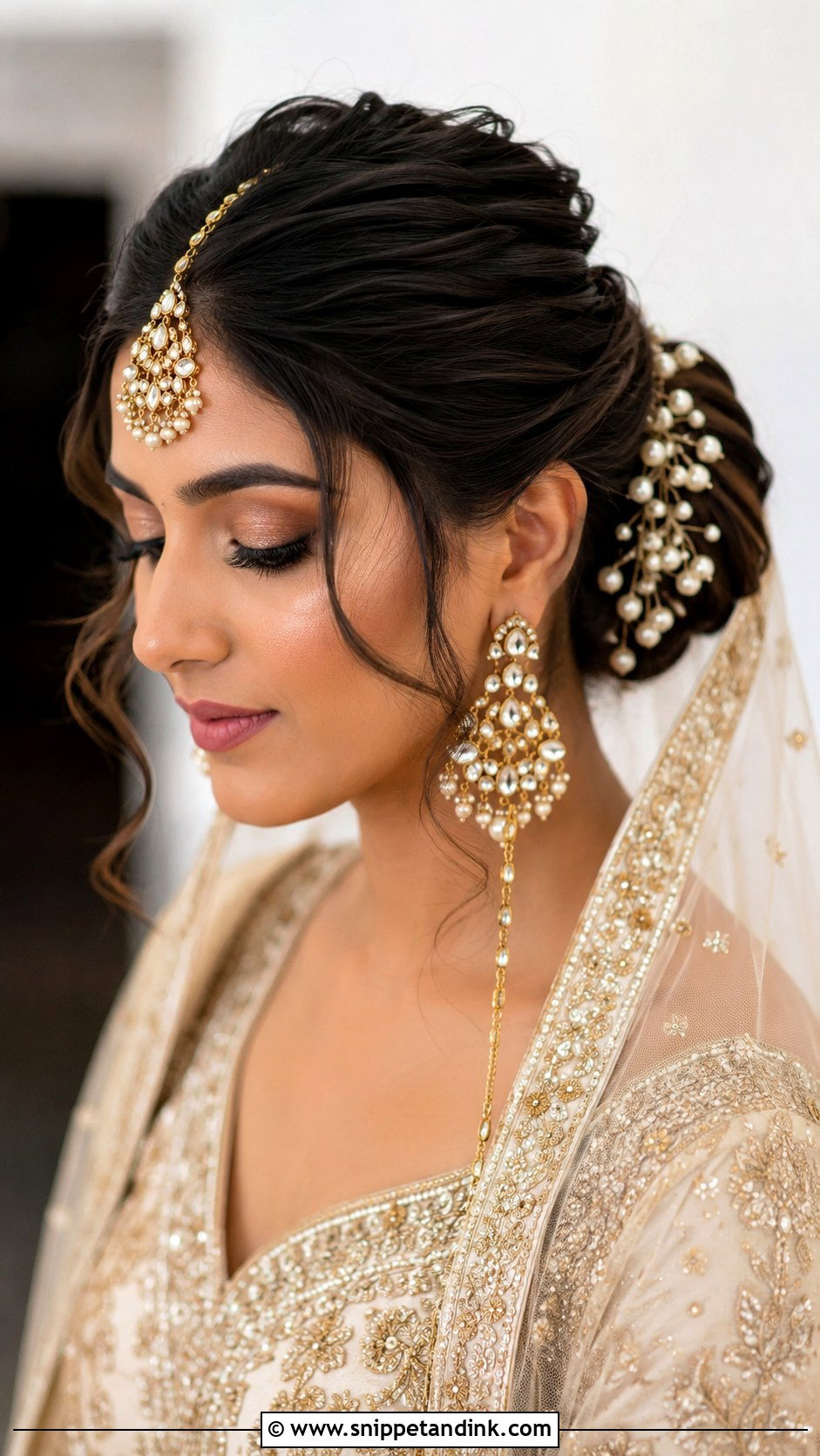 Indian Bridal Low Bun - Snippet and Ink - 15 Indian Wedding Bride Hairstyle Ideas