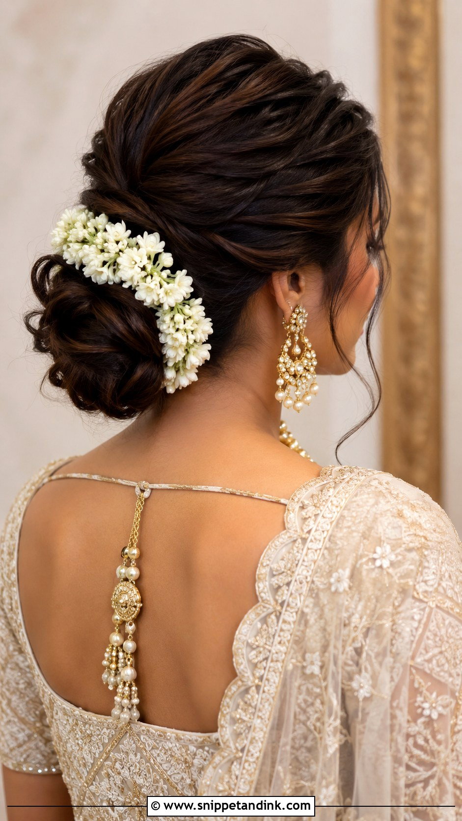 Indian Bridal Low Bun - Snippet and Ink - 20 Indian Bridal Hair Bun Style Ideas