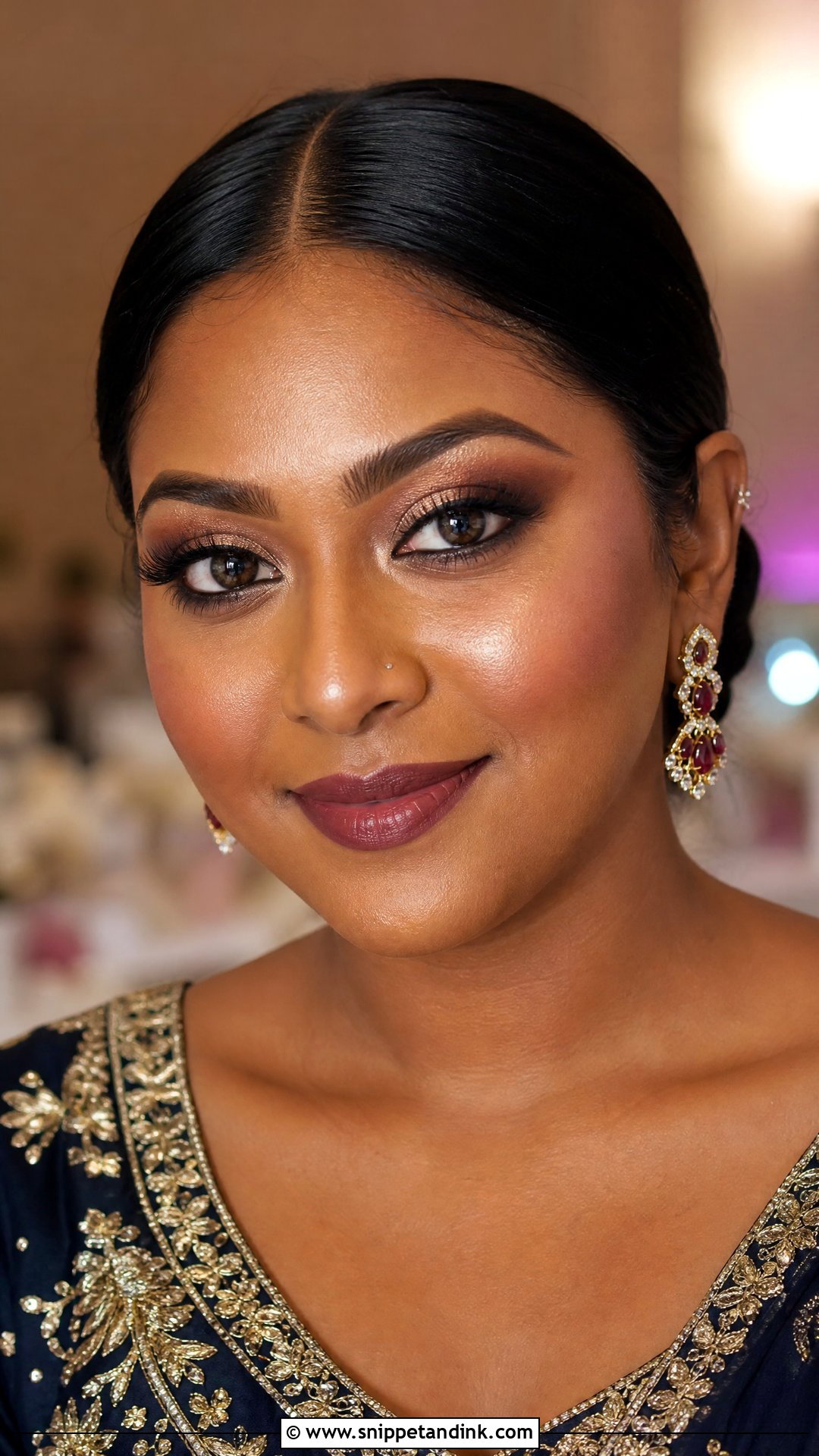 Indian Bridal Makeup With Berry Lip - Snippet and Ink - 20 Indian Wedding Makeup Bridal Looks Brown Skin
