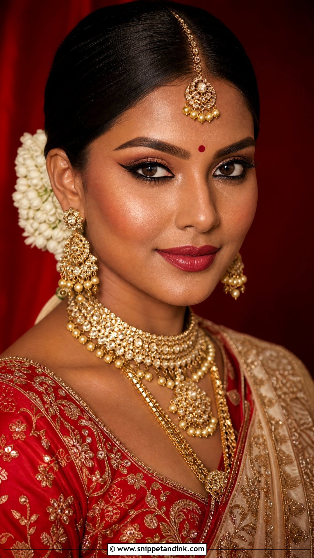 Indian Bridal Makeup With Classic Winged Liner - Snippet and Ink - 20 Indian Bridal Makeup for Dark Skin Ideas