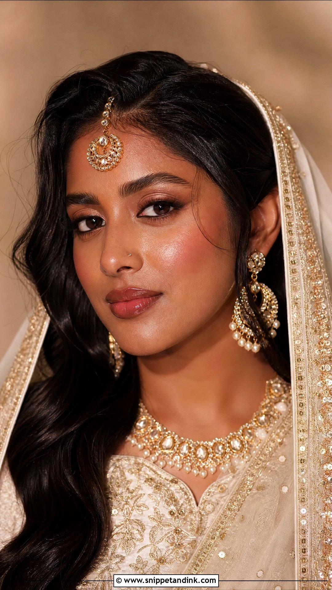 Indian Bridal Makeup With Dewy Skin - Snippet and Ink - 20 Indian Bridal Makeup for Dark Skin Ideas