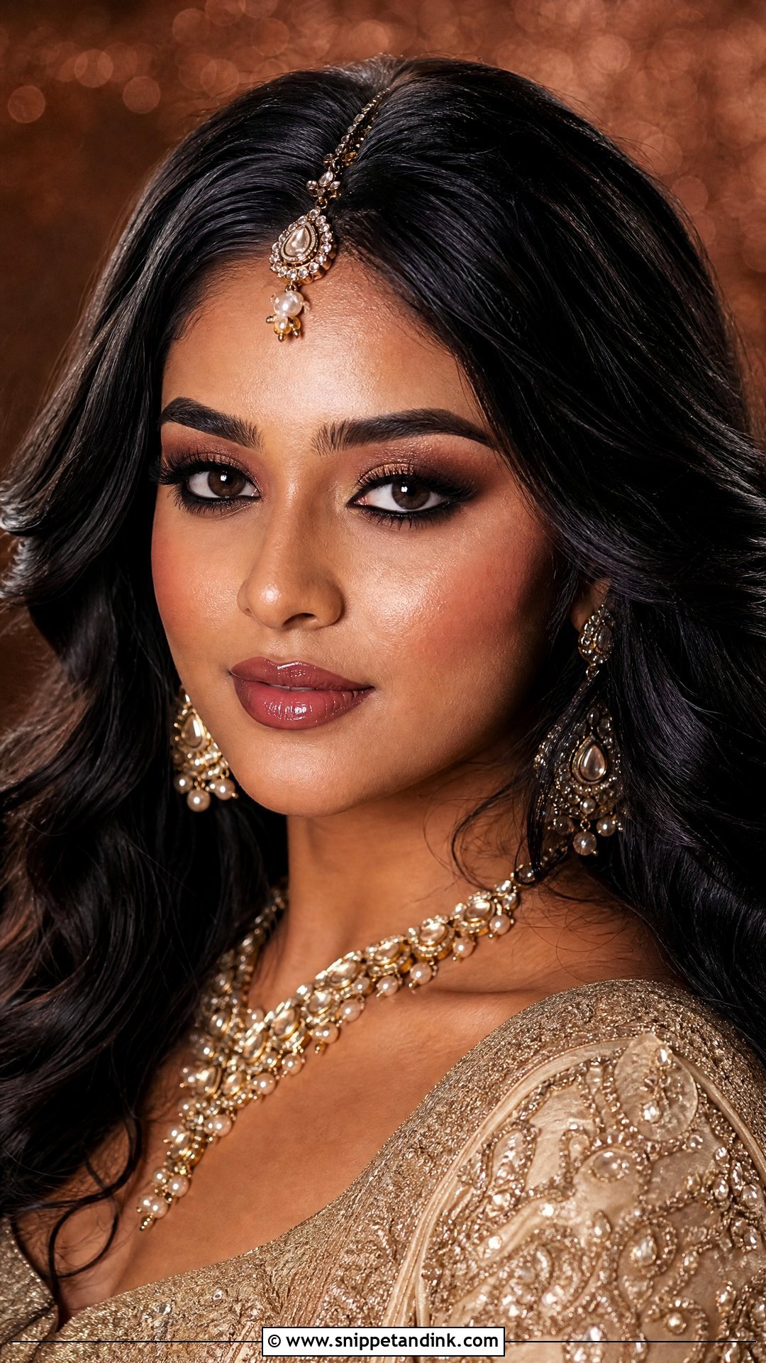 Indian Bridal Makeup With Glossy Lip - Snippet and Ink - 20 Indian Bridal Makeup for Dark Skin Ideas