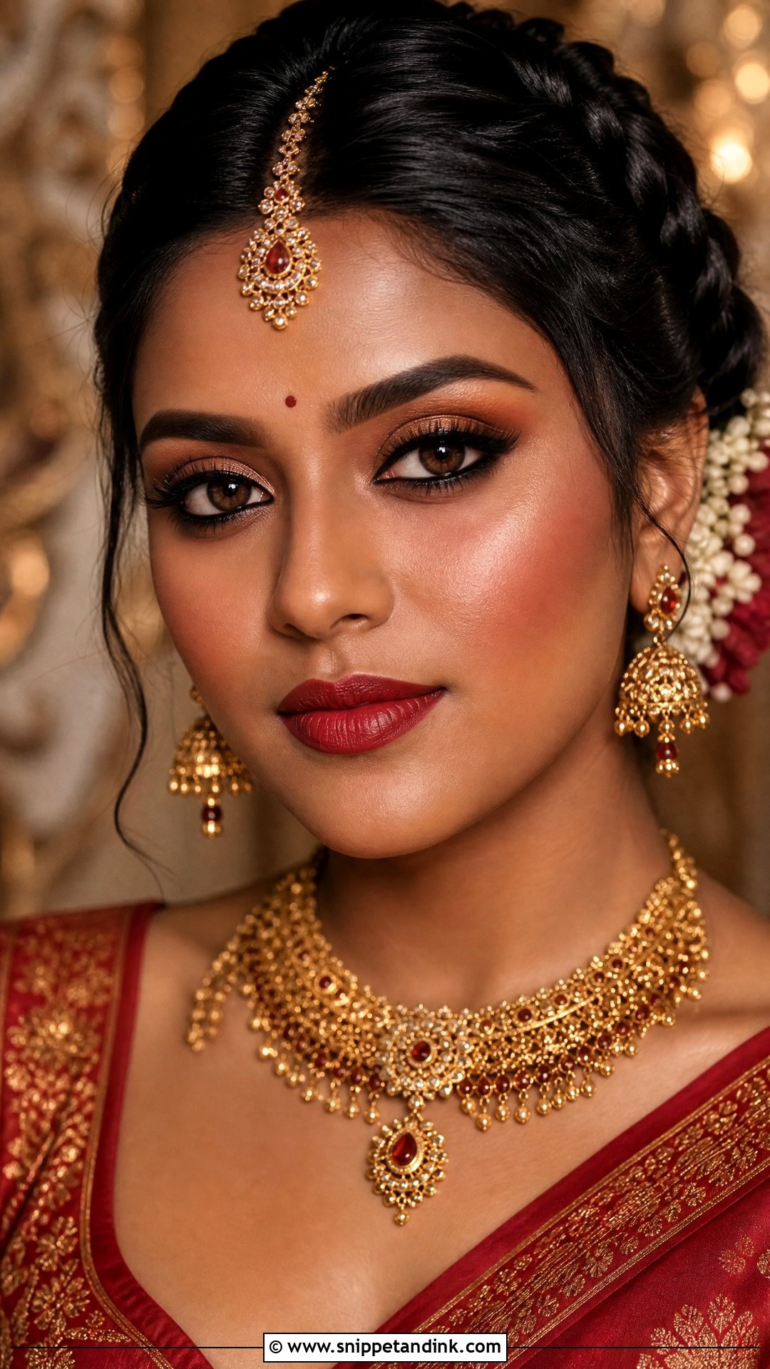 Indian Bridal Makeup With Kohl Eyes - Snippet and Ink - 20 Indian Bridal Makeup for Dark Skin Ideas
