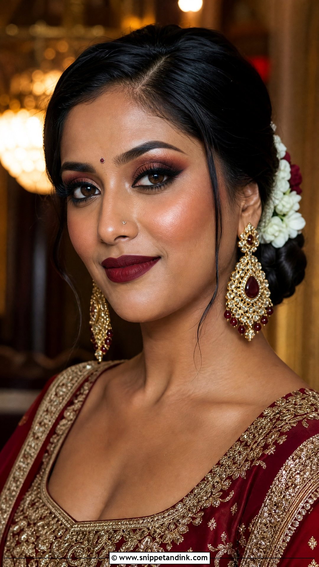 Indian Bridal Makeup With Maroon Lip - Snippet and Ink - 20 Indian Wedding Makeup Bridal Looks Brown Skin