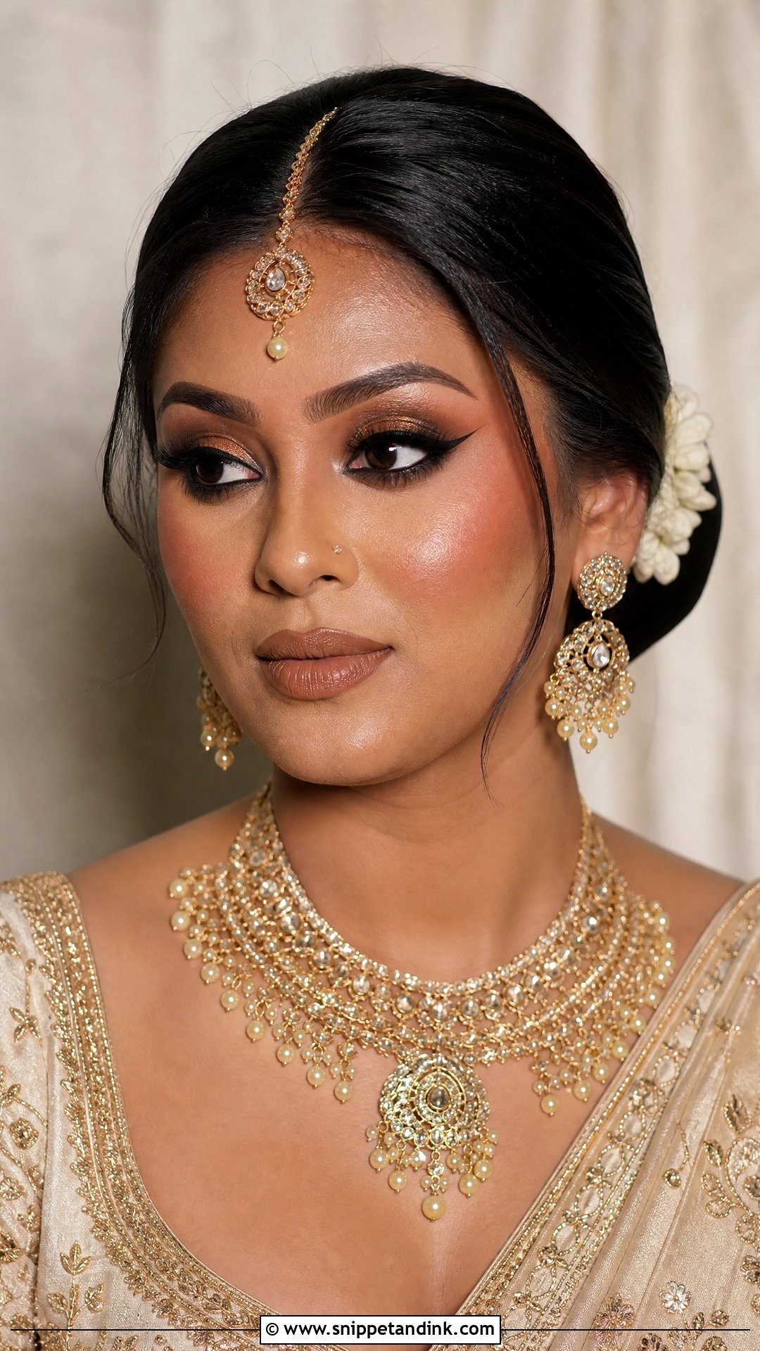 Indian Bridal Makeup With Nude Lip - Snippet and Ink - 20 Indian Bridal Makeup for Dark Skin Ideas
