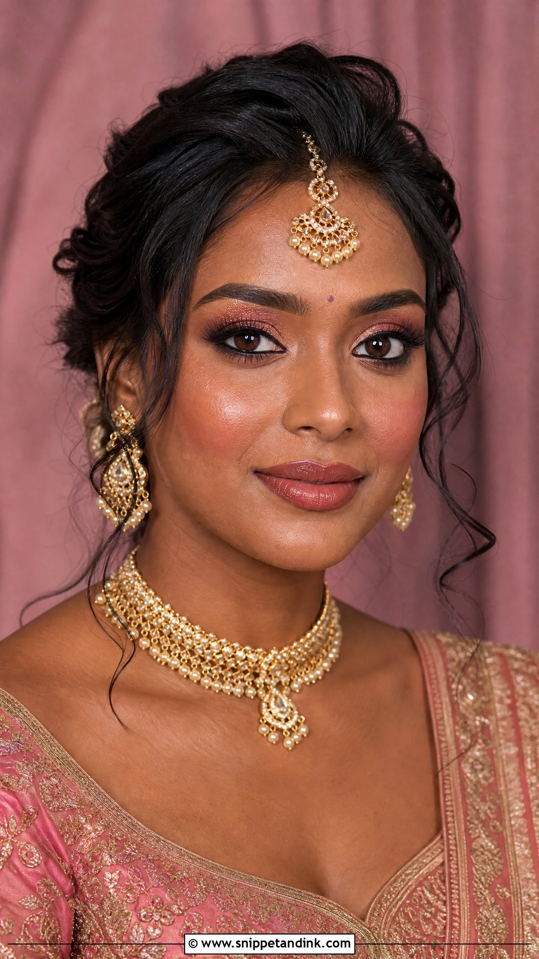 Indian Bridal Makeup With Pink Blush - Snippet and Ink - 20 Indian Bridal Makeup for Dark Skin Ideas