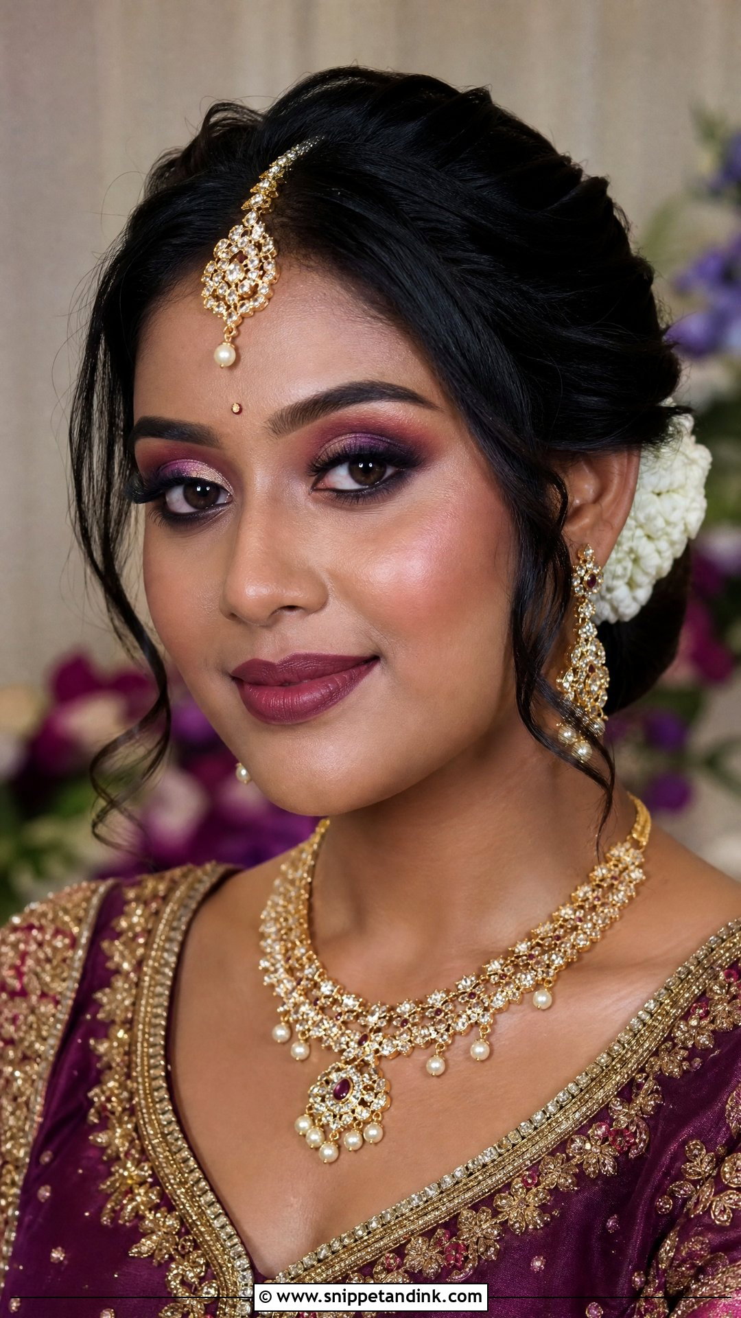 Indian Bridal Makeup With Plum Eyes - Snippet and Ink - 20 Indian Wedding Makeup Bridal Looks Brown Skin