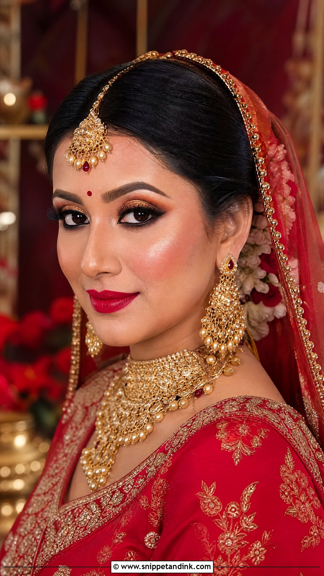 Indian Bridal Makeup With Red Lehenga - Snippet and Ink - 20 Indian Bride Makeup Bridal Looks