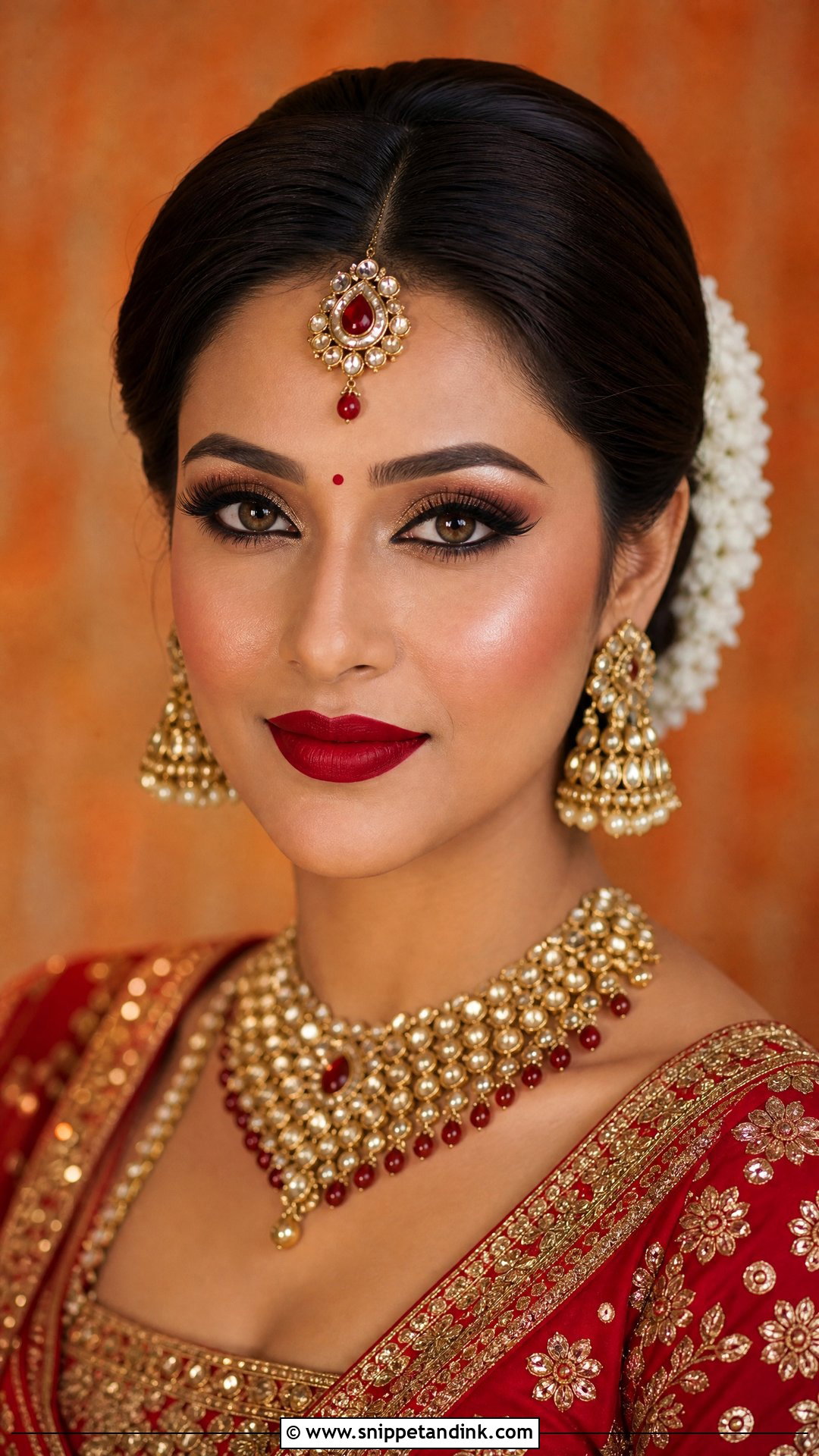 Indian Bridal Makeup With Red Lip - Snippet and Ink - 20 Indian Wedding Makeup Looks
