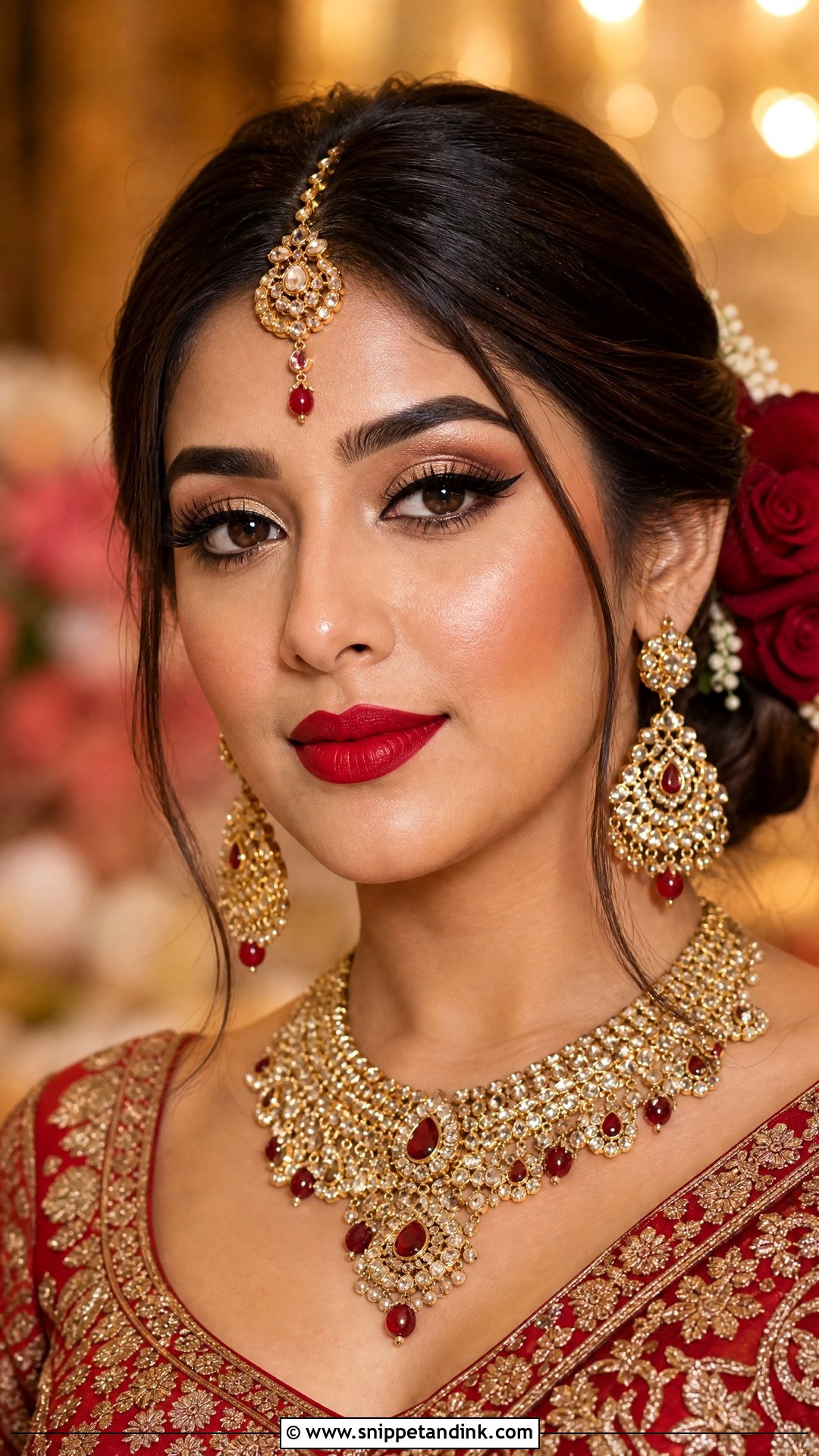Indian Bridal Makeup With Red Lip - Snippet and Ink - 25 Indian Wedding Makeup Ideas