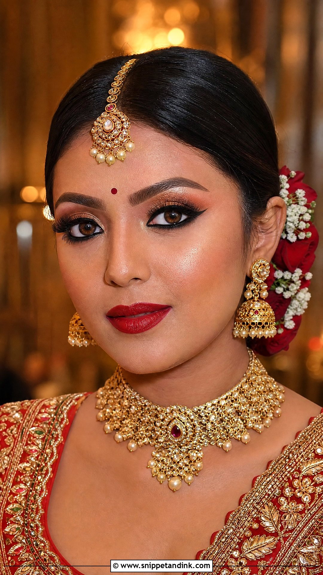 Indian Bridal Makeup With Red Lip - Snippet and Ink - 20 Indian Wedding Makeup Bridal Looks Brown Skin