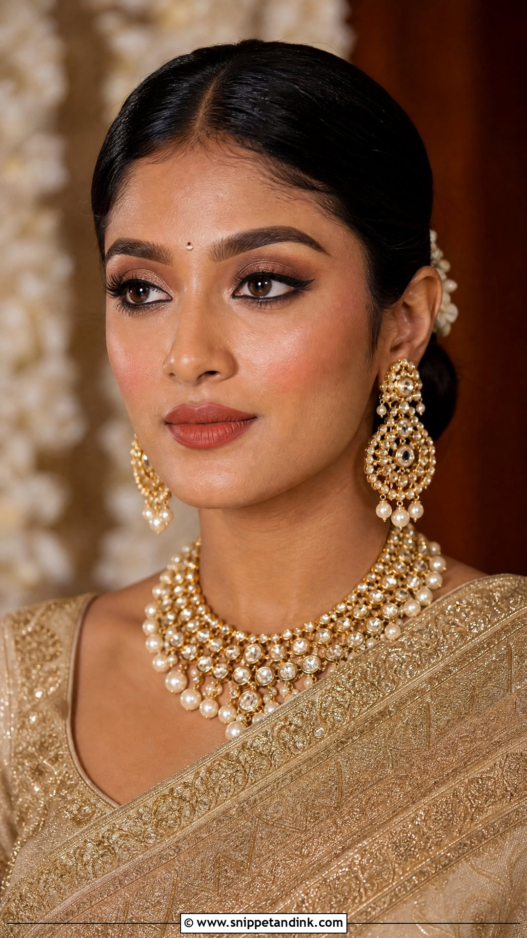 Indian Bridal Matte Makeup With Sleek Bun - Snippet and Ink - 20 Indian Wedding Makeup Bridal Looks Hair Styles Asian Bride
