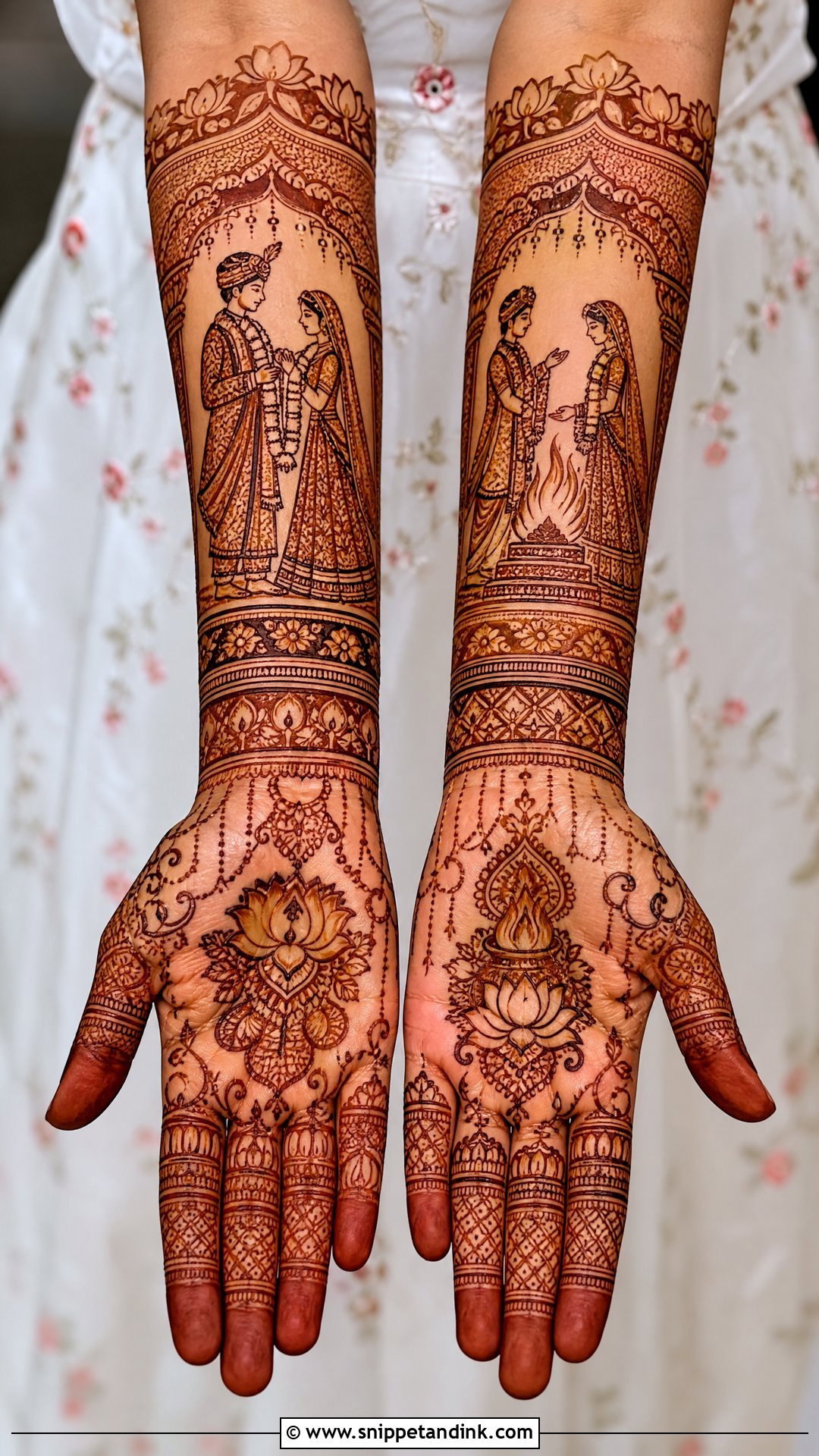 Indian Bridal Mehndi With Wedding Scene Figures - Snippet and Ink - 20 Bridal Mehndi Designs with Figures