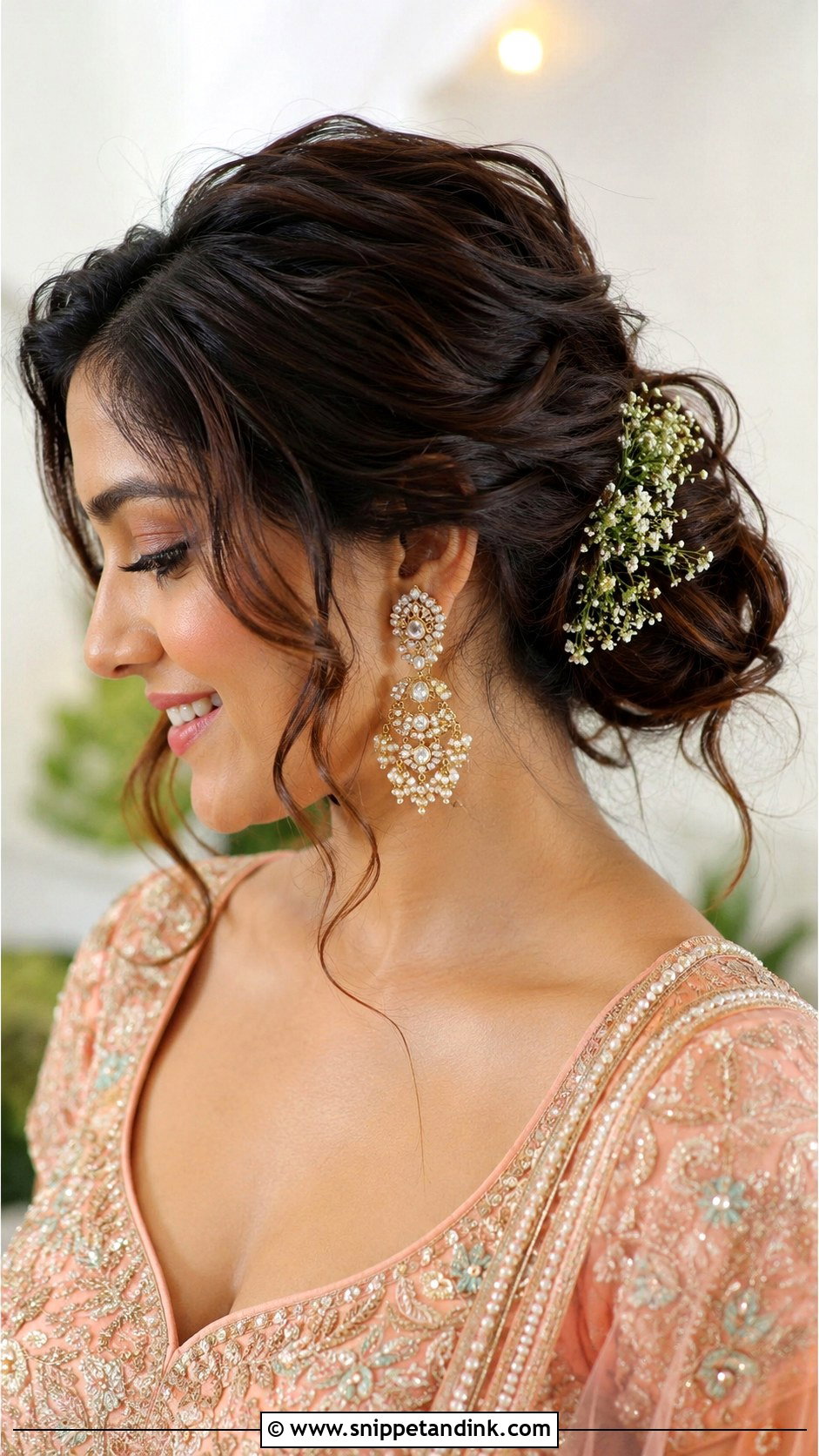 Indian Bridal Messy Bun - Snippet and Ink - 15 Indian Bride Hairstyles