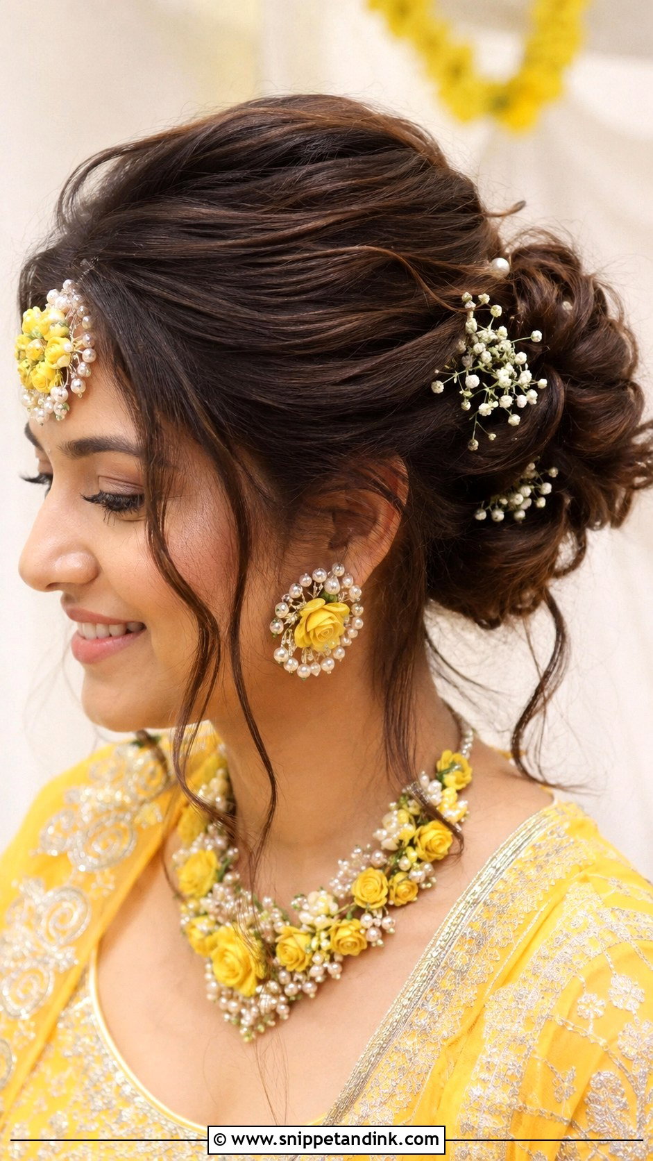 Indian Bridal Messy Bun For Round Face - Snippet and Ink - 15 Indian Wedding Hairstyle for Round Face Ideas