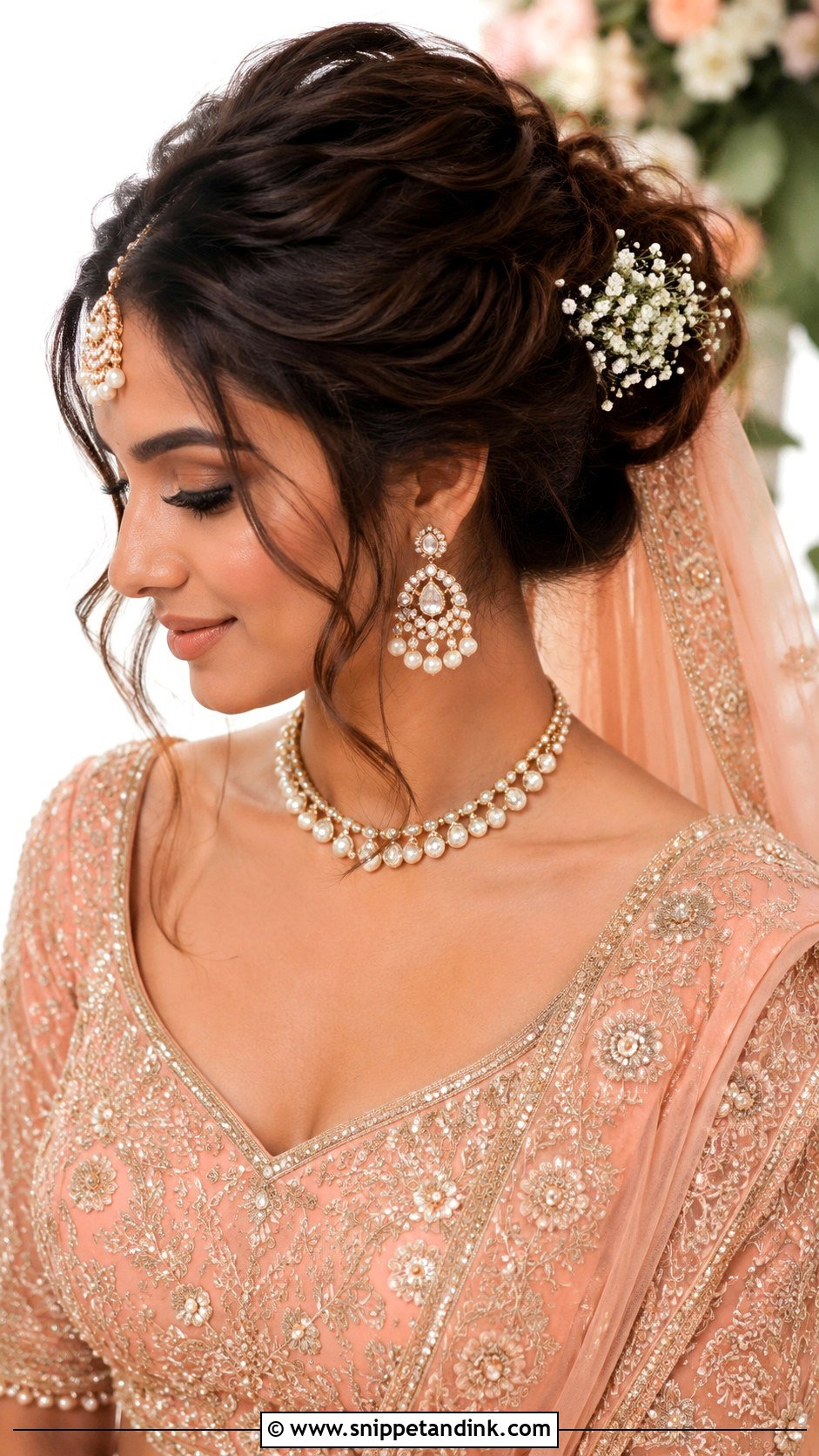 Indian Bridal Messy Bun For Round Face - Snippet and Ink - 15 Indian Bridal Hairstyles for Round Face