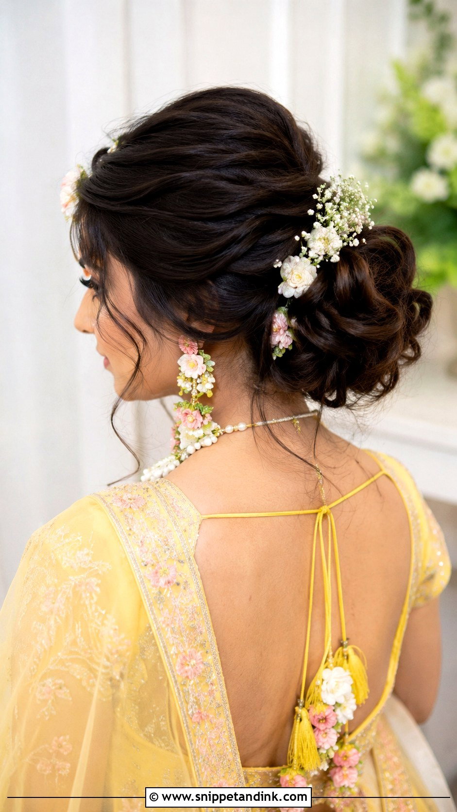 Indian Bridal Messy Bun - Snippet and Ink - 15 Indian Bridal Hair Styles