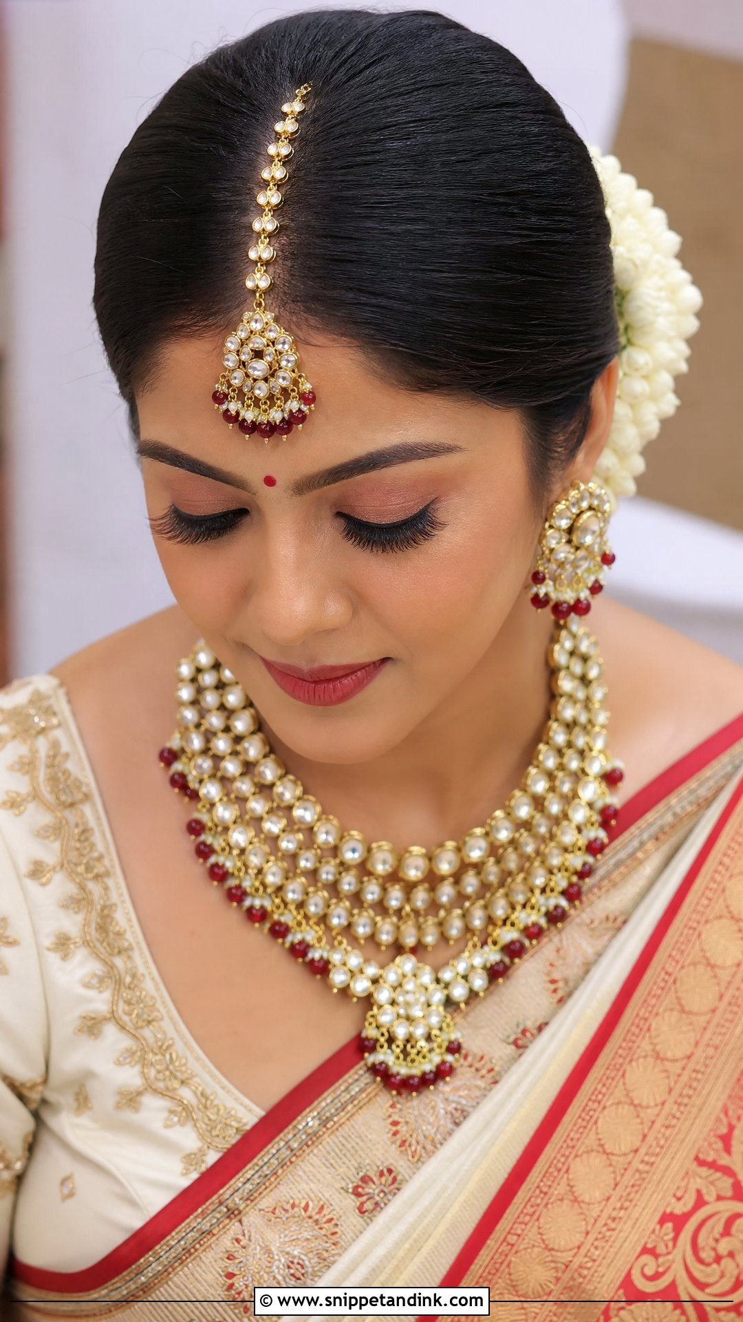 Indian Bridal Middle Part Bun - Snippet and Ink - 15 Bride Front Hairstyles Indian Wedding