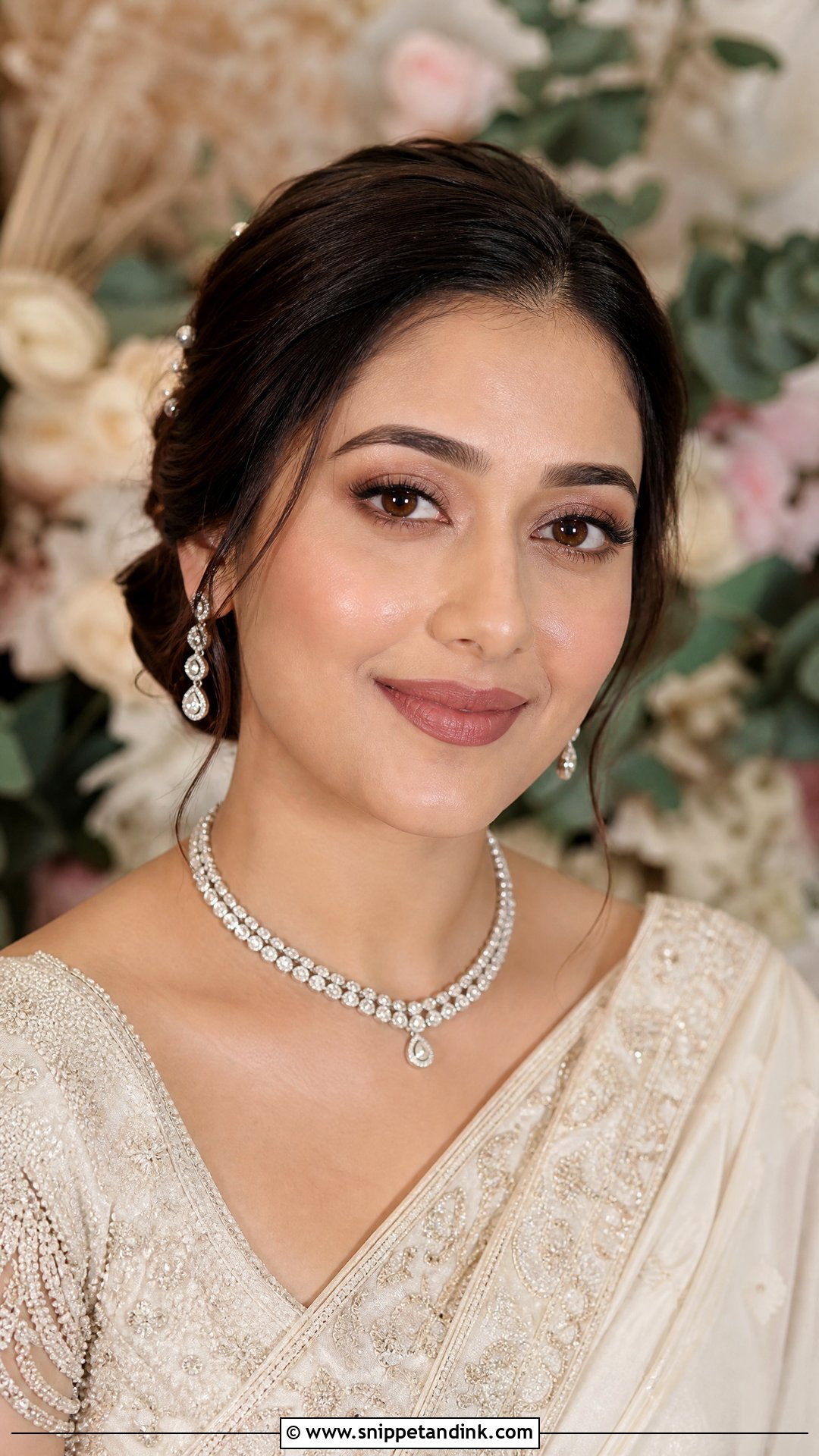 Indian Bridal Minimal Makeup With Chignon - Snippet and Ink - 20 Indian Wedding Makeup Bridal Looks Hair Styles Asian Bride