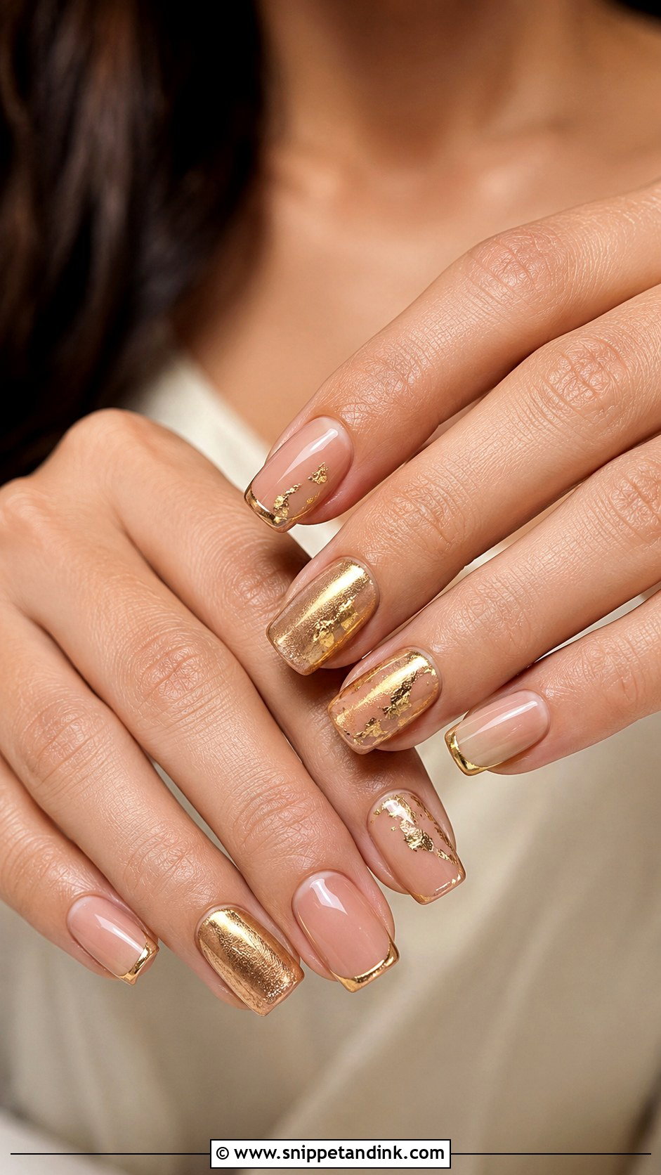 Indian Bridal Nude Gold Nails - Snippet and Ink - 30 Indian Bridal Nails