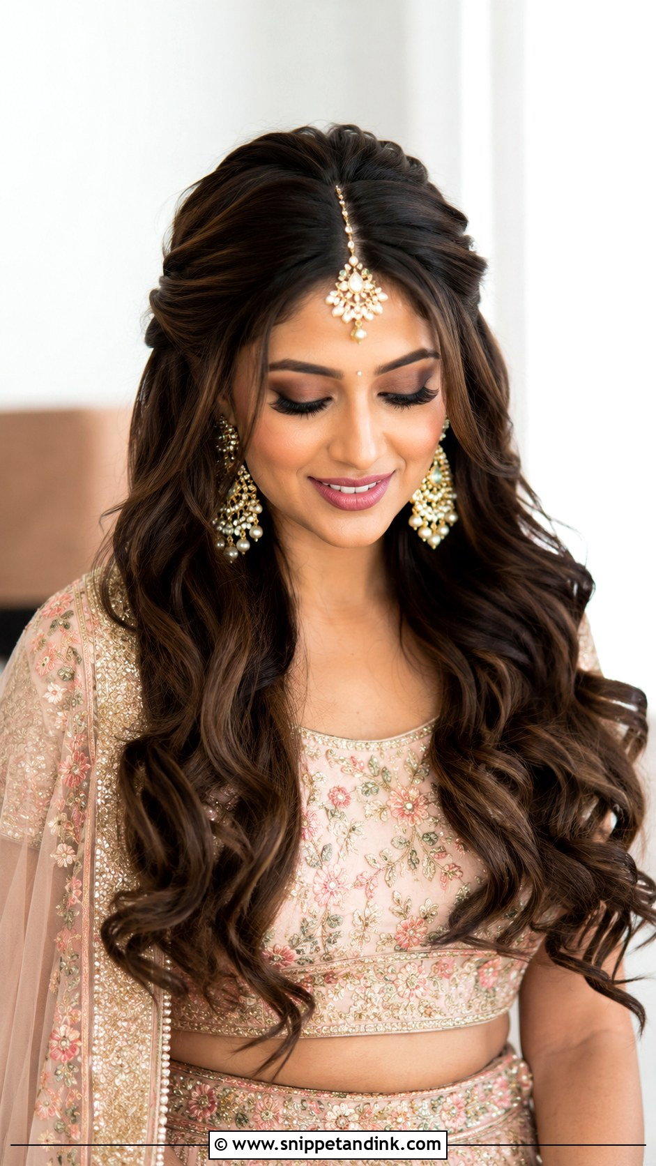 Indian Bridal Open Curls For Long Hair - Snippet and Ink - 15 Indian Bridal Hairstyles for Long Hair