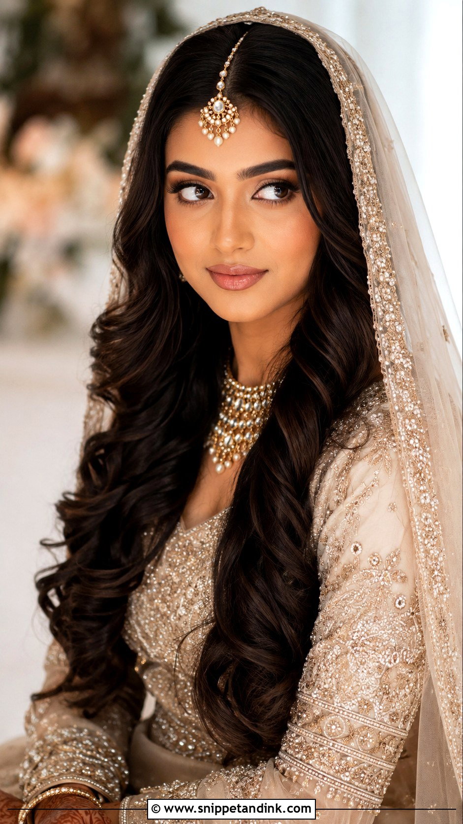 Indian Bridal Open Curls With Dupatta - Snippet and Ink - 15 Indian Hair Styles for Bridal