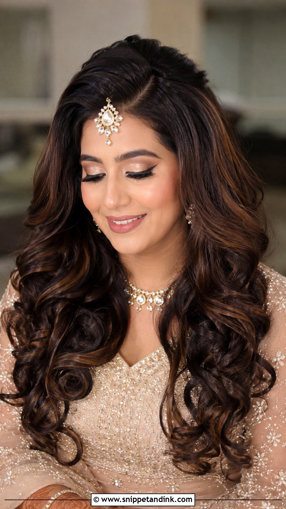 Indian Bridal Open Hair Curls - Snippet and Ink - 15 Indian Bride Hairstyle Ideas