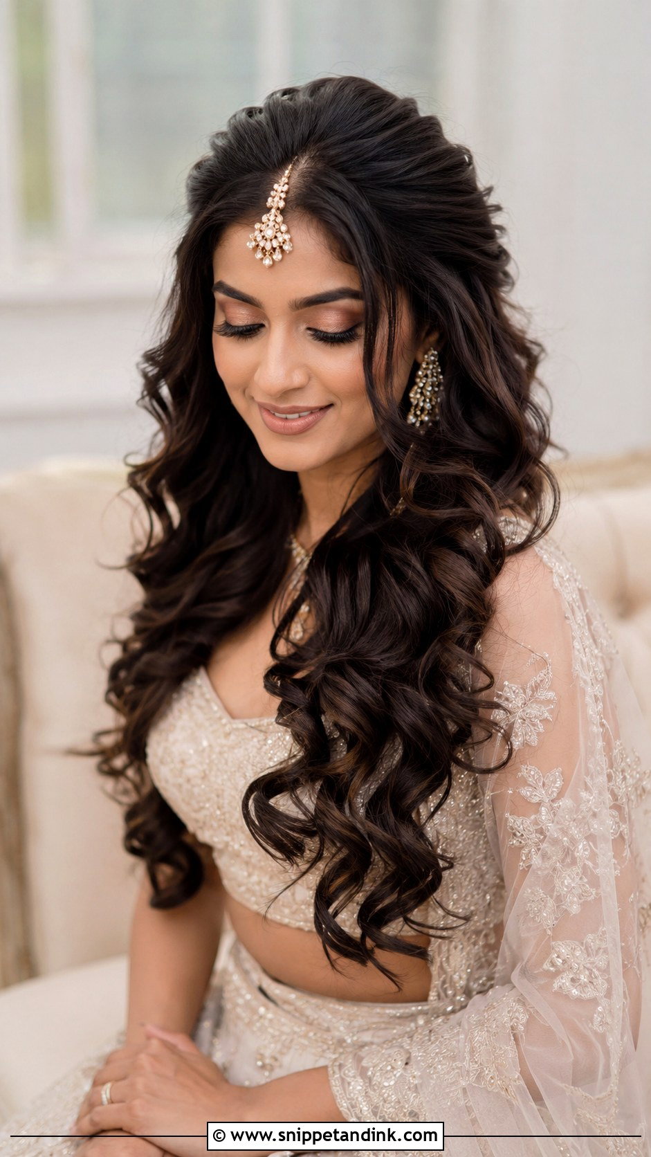 Indian Bridal Open Hair Curls - Snippet and Ink - 15 Indian Wedding Bridal Hair Ideas