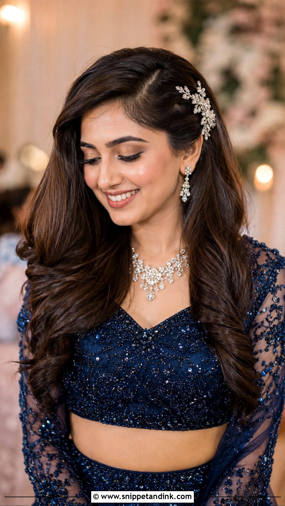 Indian Bridal Open Hair For Reception - Snippet and Ink - 15 Open Hair Indian Bridal Dulhan Hairstyles