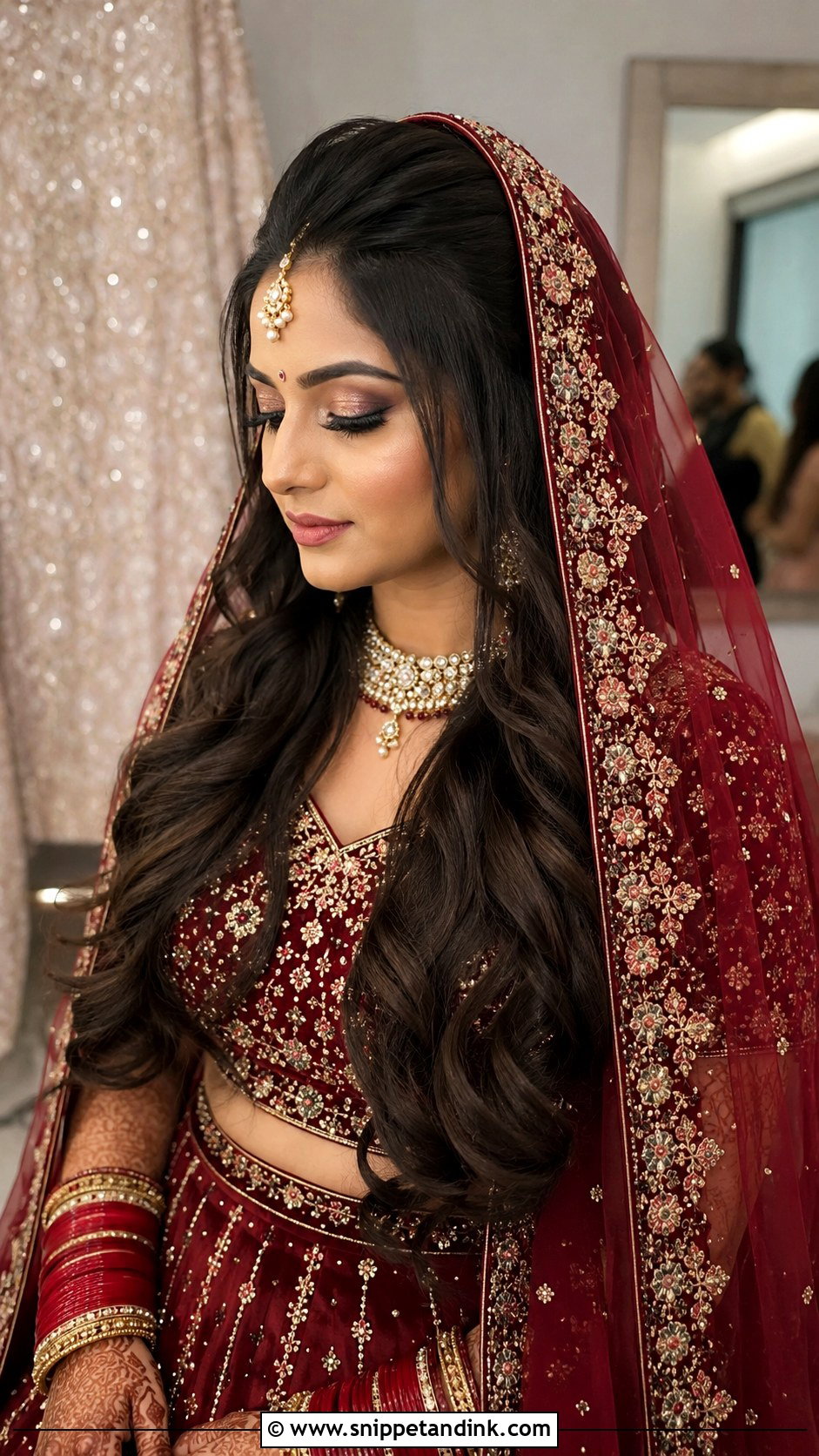 Indian Bridal Open Hair With Dupatta - Snippet and Ink - 15 Open Hair Indian Bridal Dulhan Hairstyles