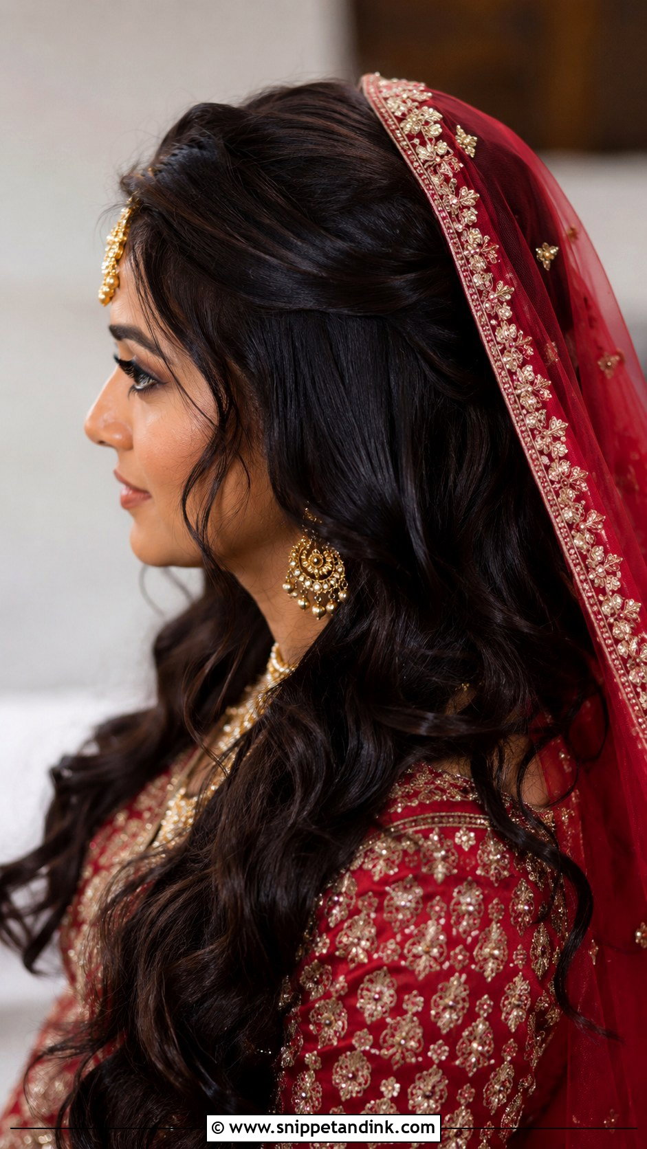 Indian Bridal Open Hair With Dupatta - Snippet and Ink - 15 Indian Bride Hair Down Ideas