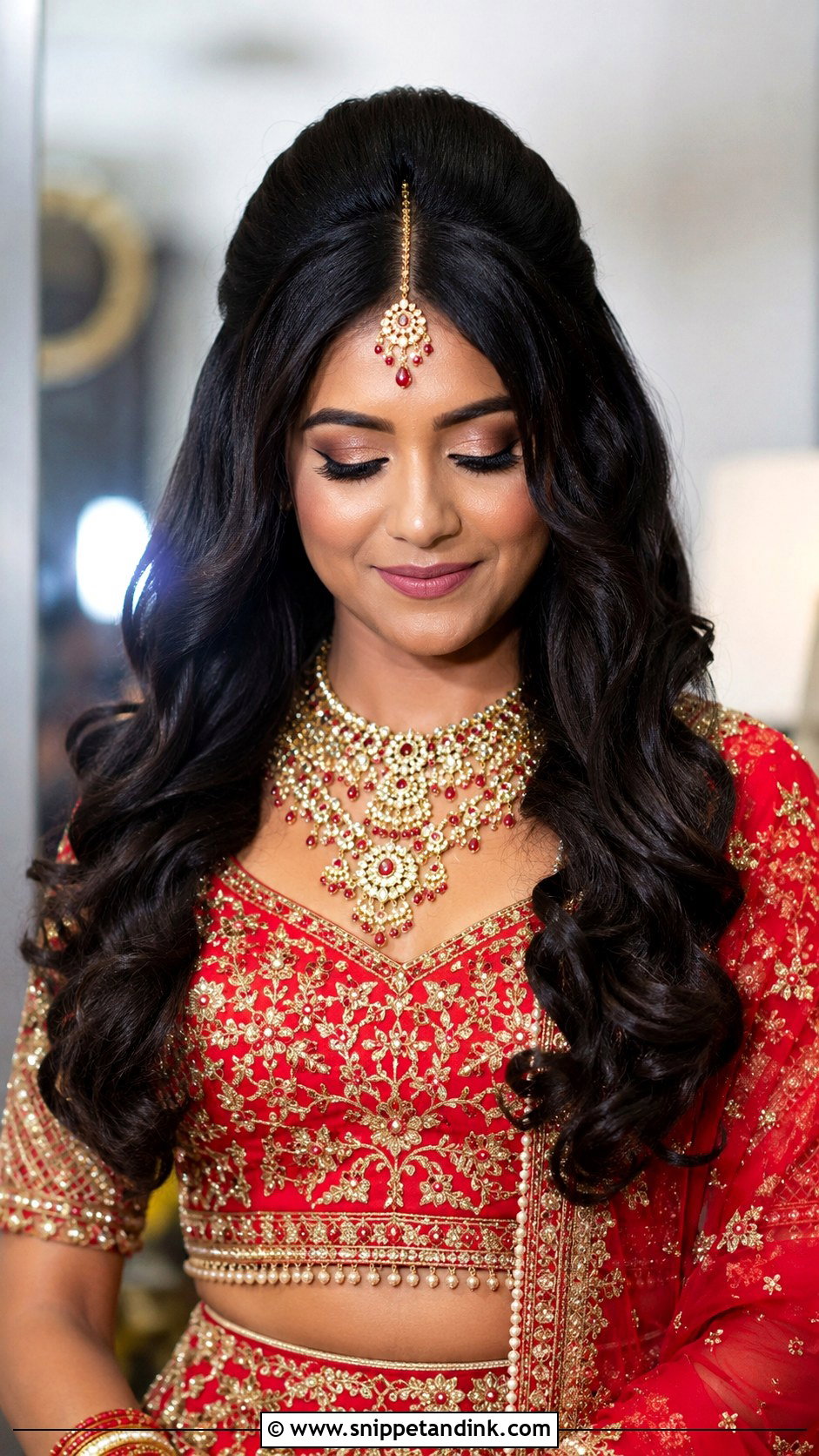 Indian Bridal Open Hair With Front Puff - Snippet and Ink - 15 Open Hair Indian Bridal Dulhan Hairstyles