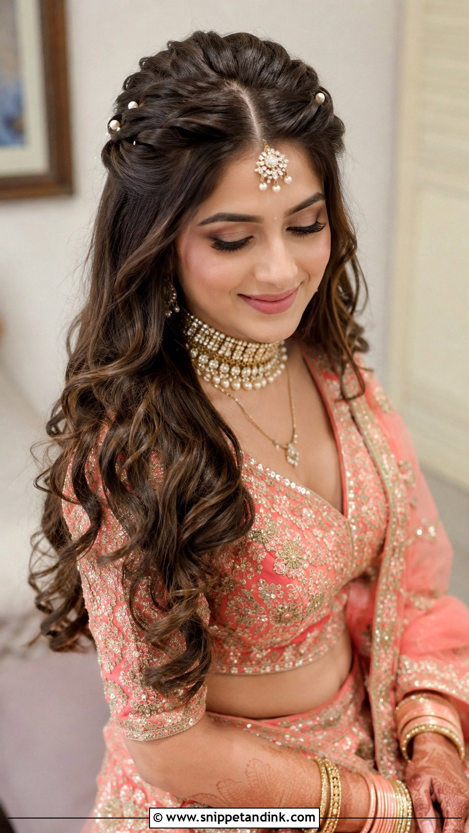 Indian Bridal Open Hair With Front Twist - Snippet and Ink - 20 Indian Wedding Bridal Front Hairstyle Ideas