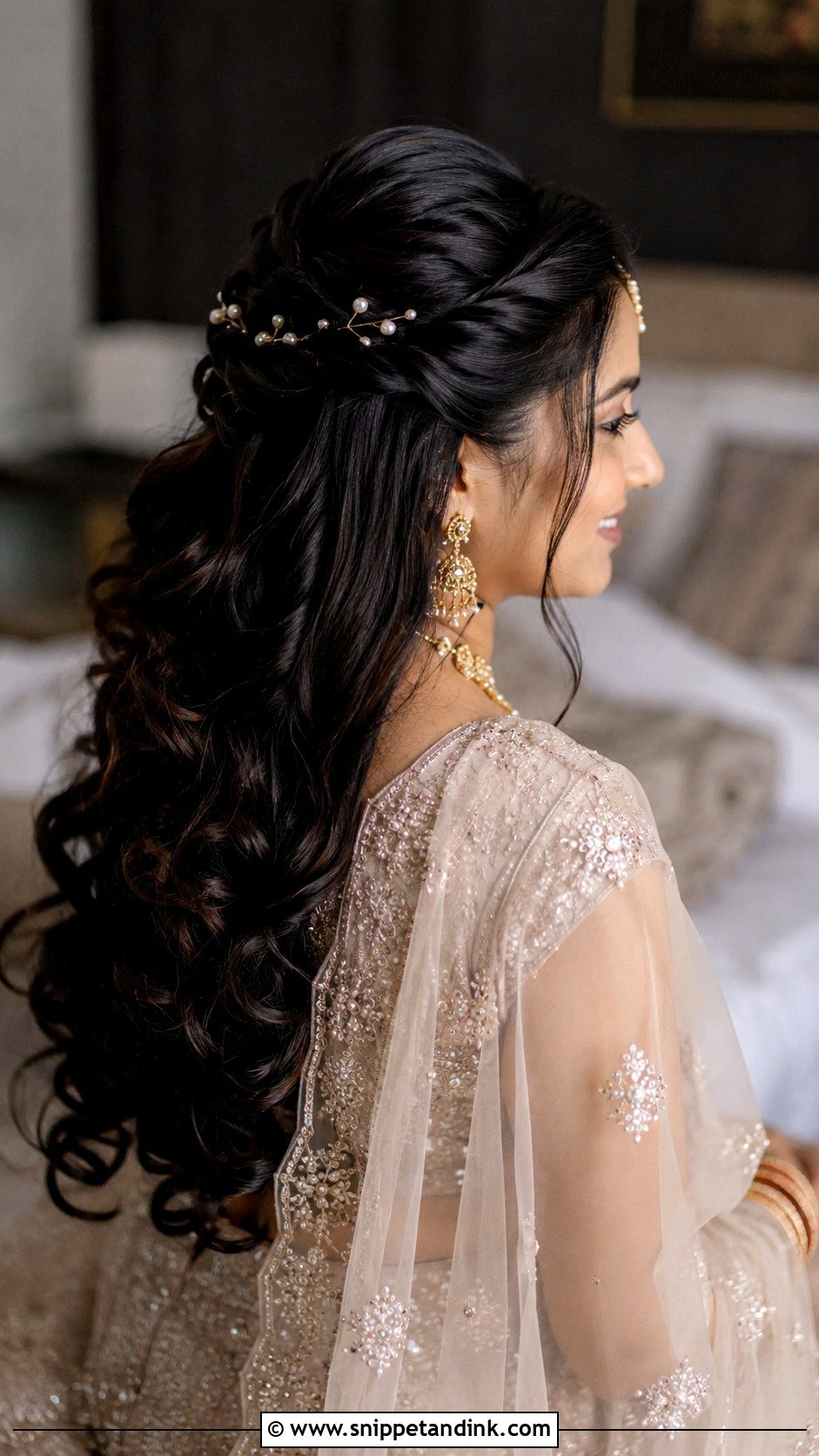Indian Bridal Open Hair With Half Up - Snippet and Ink - 15 Open Hair Indian Bridal Dulhan Hairstyles