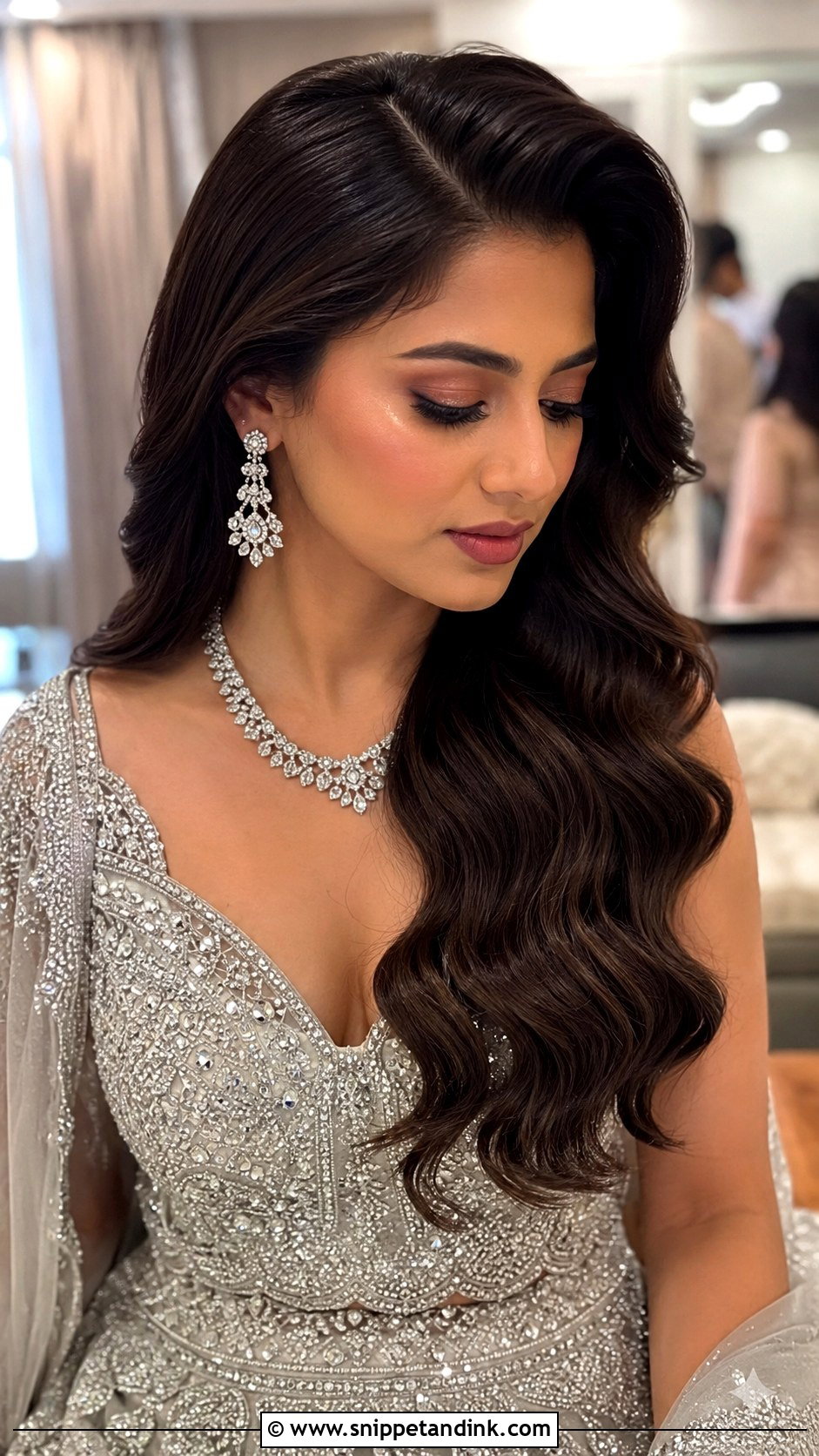Indian Bridal Open Hair With Hollywood Waves - Snippet and Ink - 15 Open Hair Indian Bridal Dulhan Hairstyles