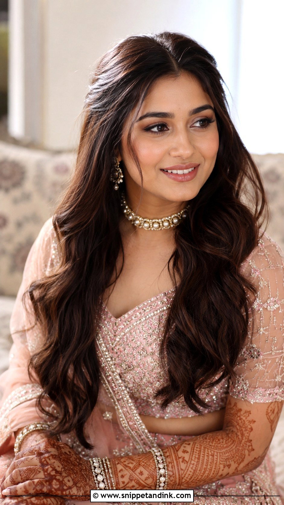 Indian Bridal Open Hair With Loose Waves - Snippet and Ink - 15 Open Hair Indian Bridal Dulhan Hairstyles