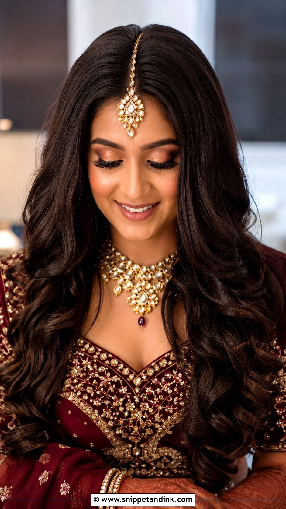 Indian Bridal Open Hair With Maang Tikka - Snippet and Ink - 15 Indian Hairstyle for Marriage Ideas