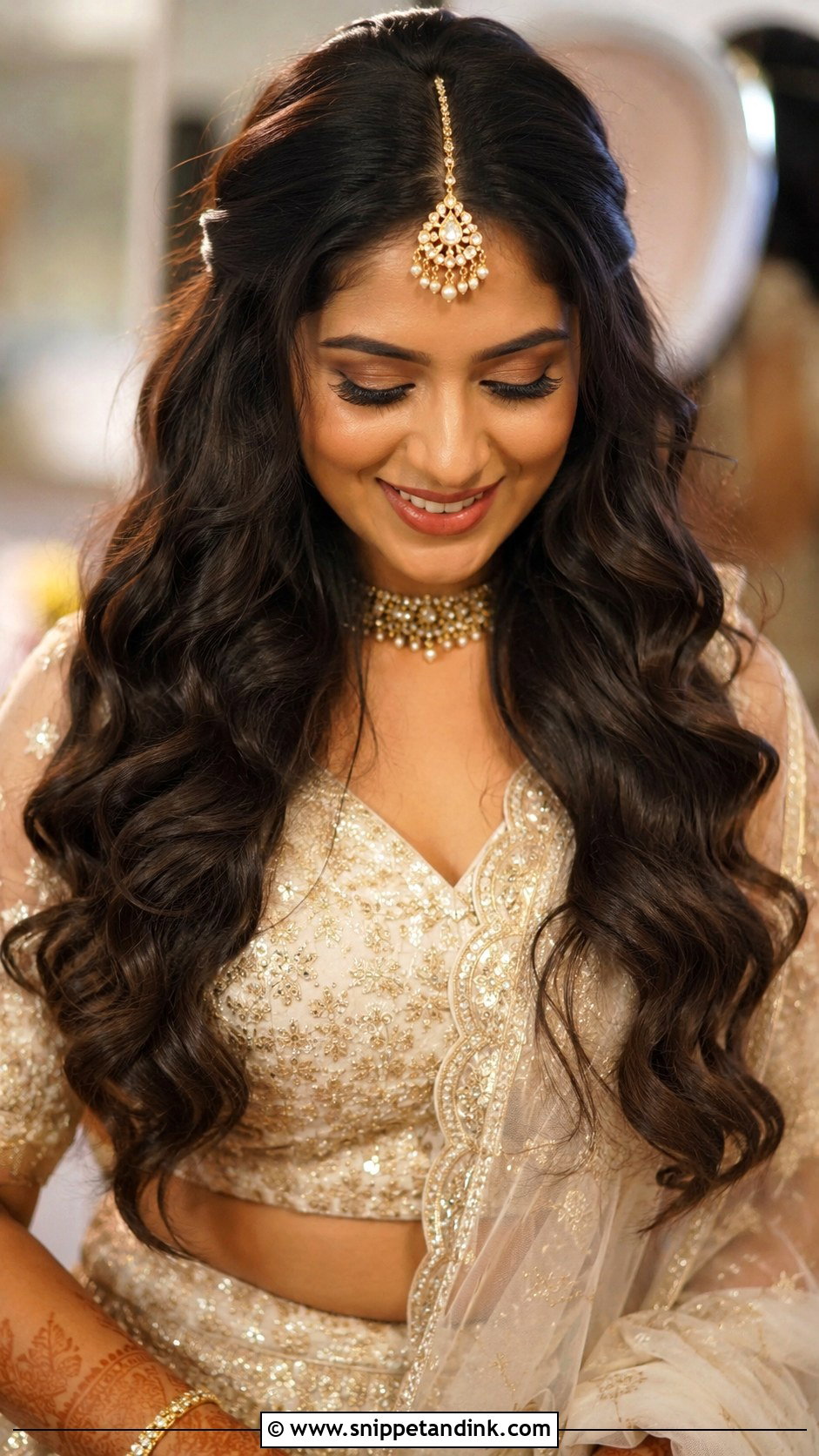 Indian Bridal Open Hair With Maang Tikka - Snippet and Ink - 15 Open Hair Indian Bridal Dulhan Hairstyles
