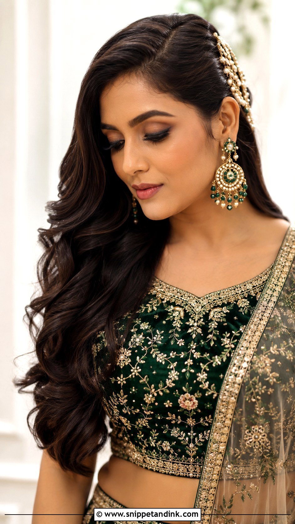 Indian Bridal Open Hair With Side Part - Snippet and Ink - 15 Open Hair Indian Bridal Dulhan Hairstyles