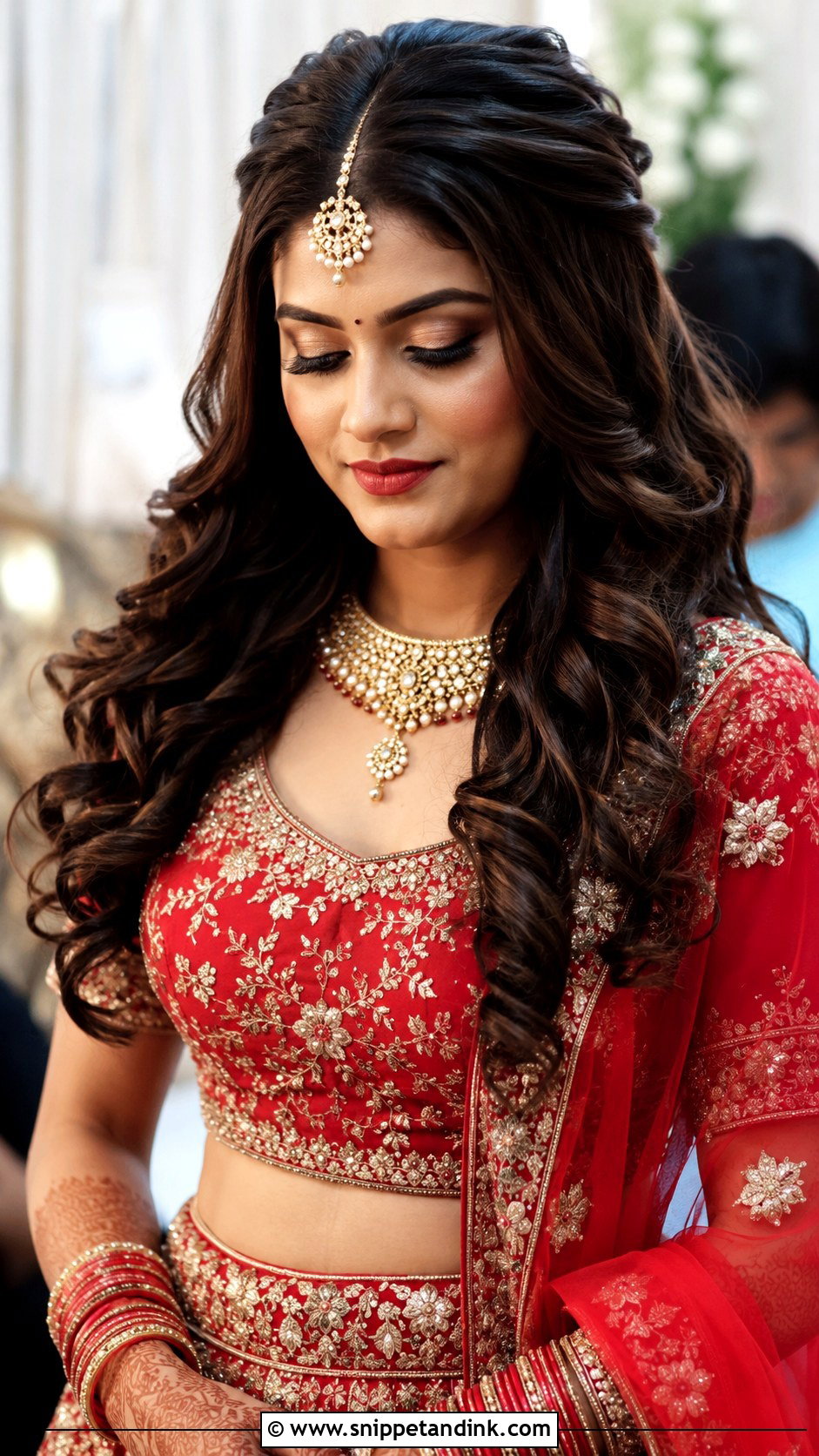 Indian Bridal Open Hair With Soft Curls - Snippet and Ink - 15 Open Hair Indian Bridal Dulhan Hairstyles