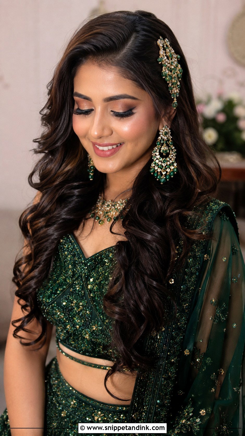 Indian Bridal Open Hairstyle With Curls - Snippet and Ink - 15 Indian Wedding Bride Hairstyle Ideas