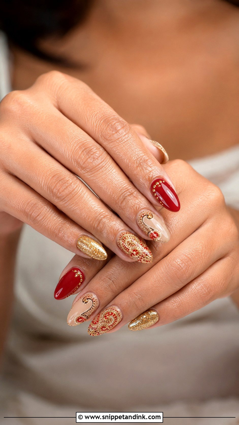 Indian Bridal Paisley Nails - Snippet and Ink - 30 Indian Bridal Nails