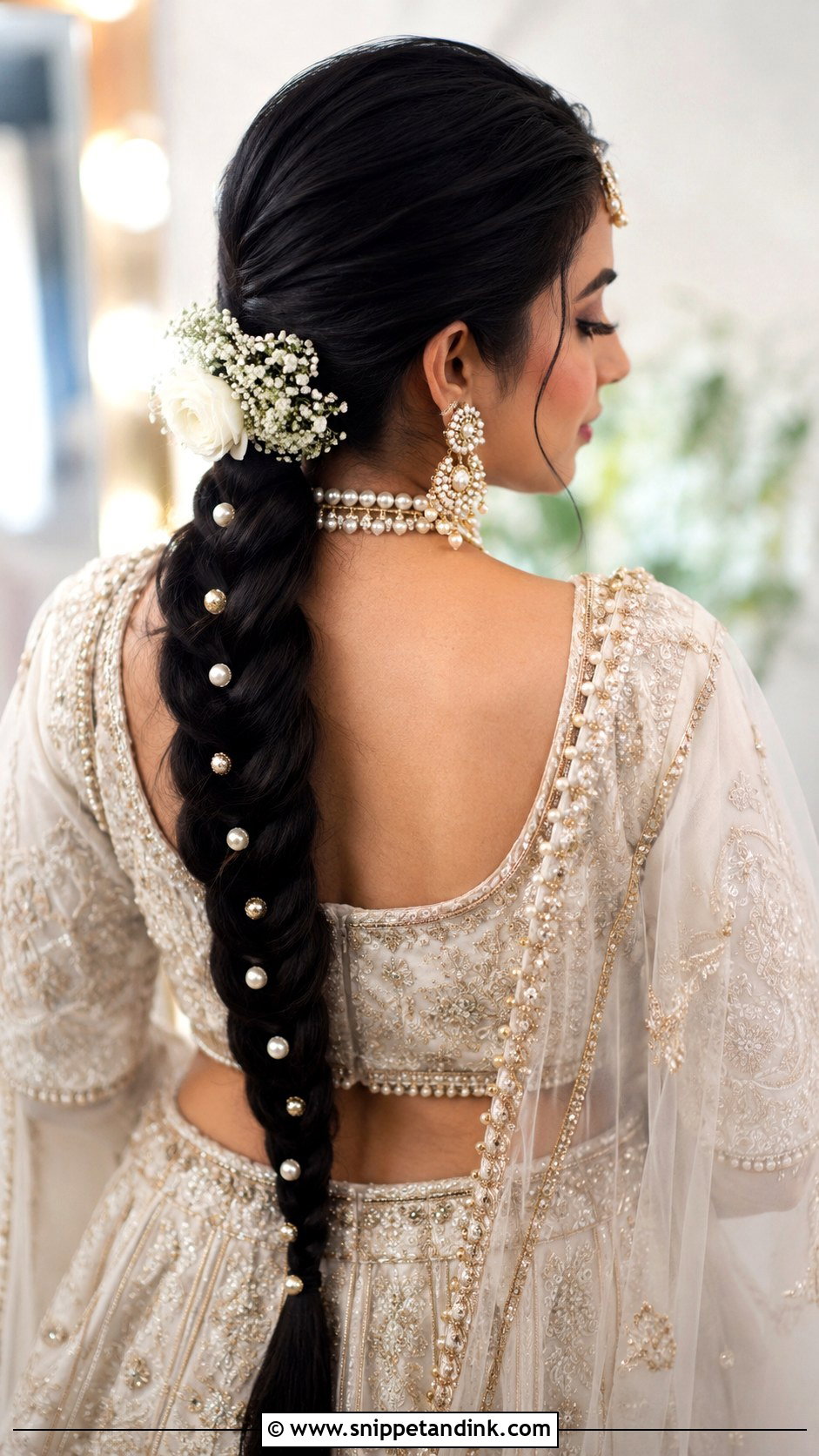 Indian Bridal Pearl Braid - Snippet and Ink - 20 Indian Bride Braid Hairstyle Ideas