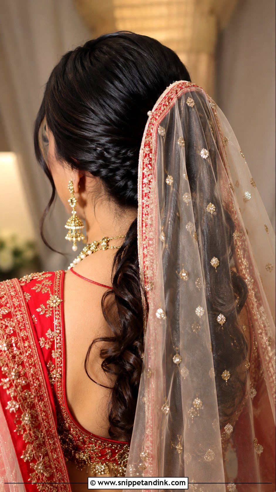 Indian Bridal Ponytail With Dupatta - Snippet and Ink - 15 Indian Bridal Ponytail Hairstyles