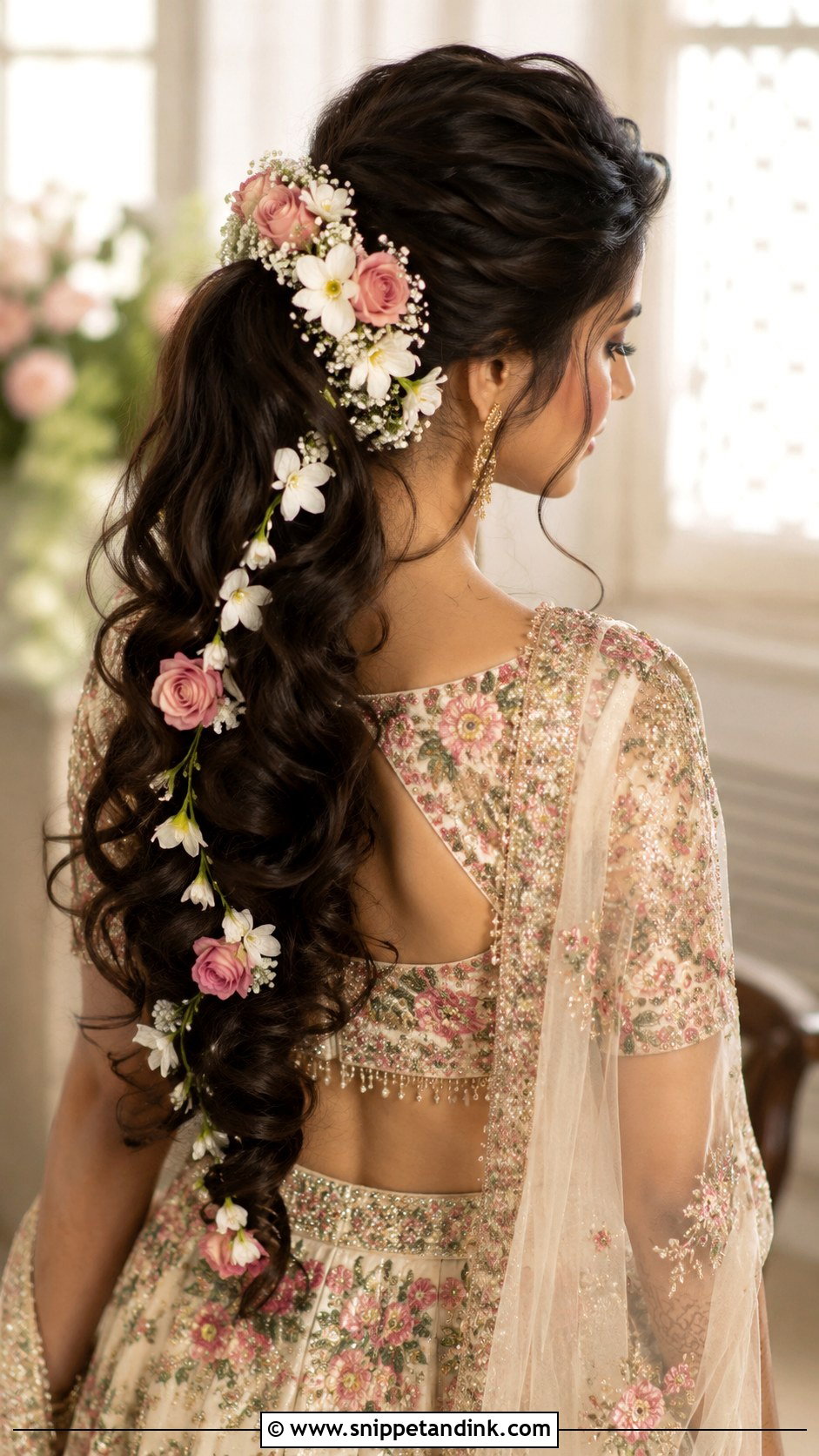Indian Bridal Ponytail With Flowers - Snippet and Ink - 15 Indian Bridal Ponytail Hairstyles