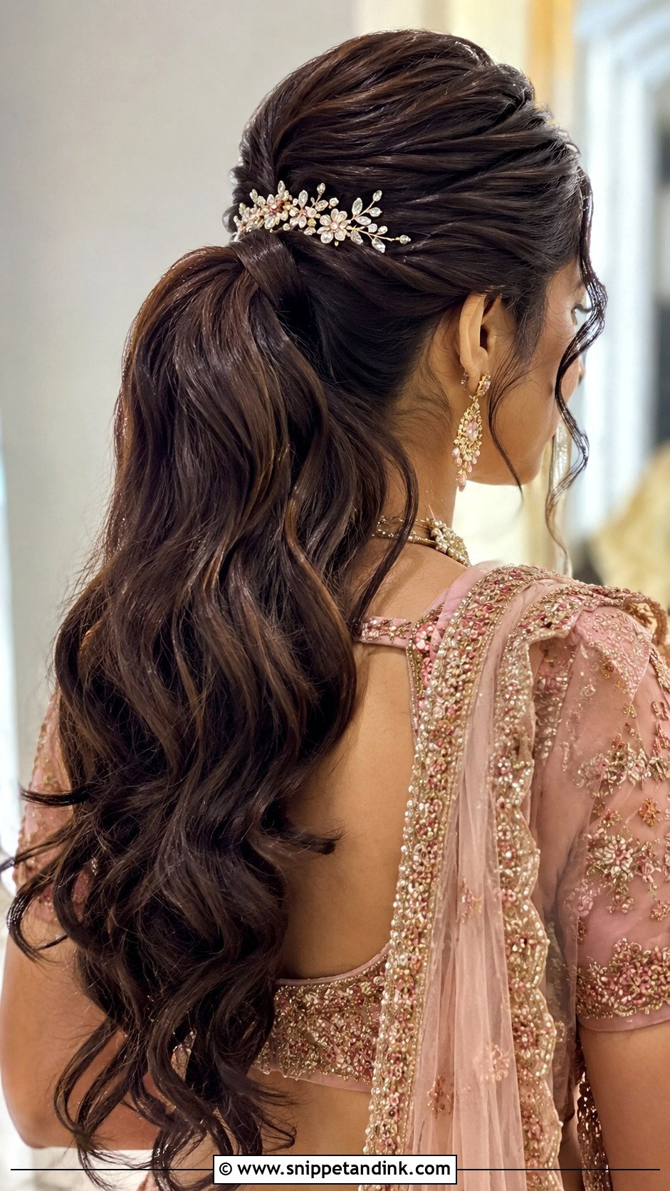 Indian Bridal Ponytail With Loose Waves - Snippet and Ink - 15 Indian Bridal Ponytail Hairstyles