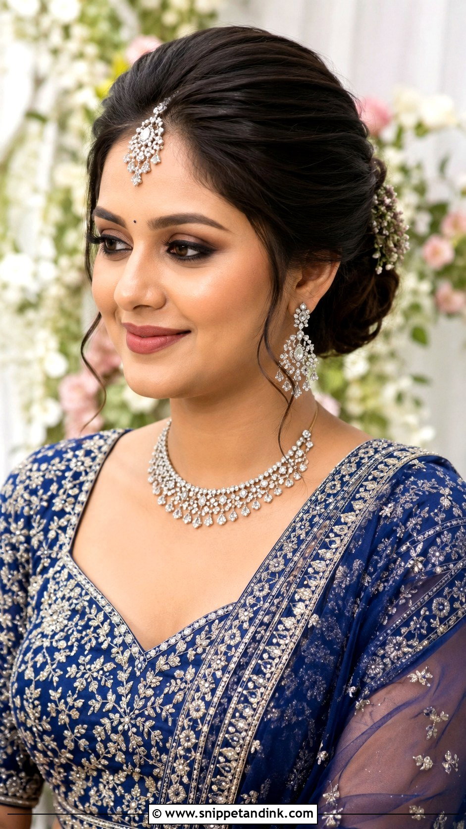 Indian Bridal Puff Bun For Round Face - Snippet and Ink - 15 Indian Wedding Hairstyle for Round Face Ideas