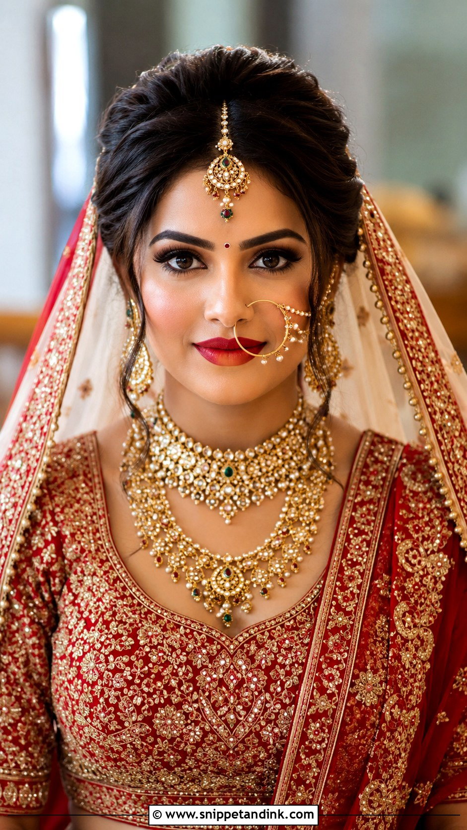 Indian Bridal Puff Bun Front View - Snippet and Ink - 20 Indian Front View Bridal Hairstyles