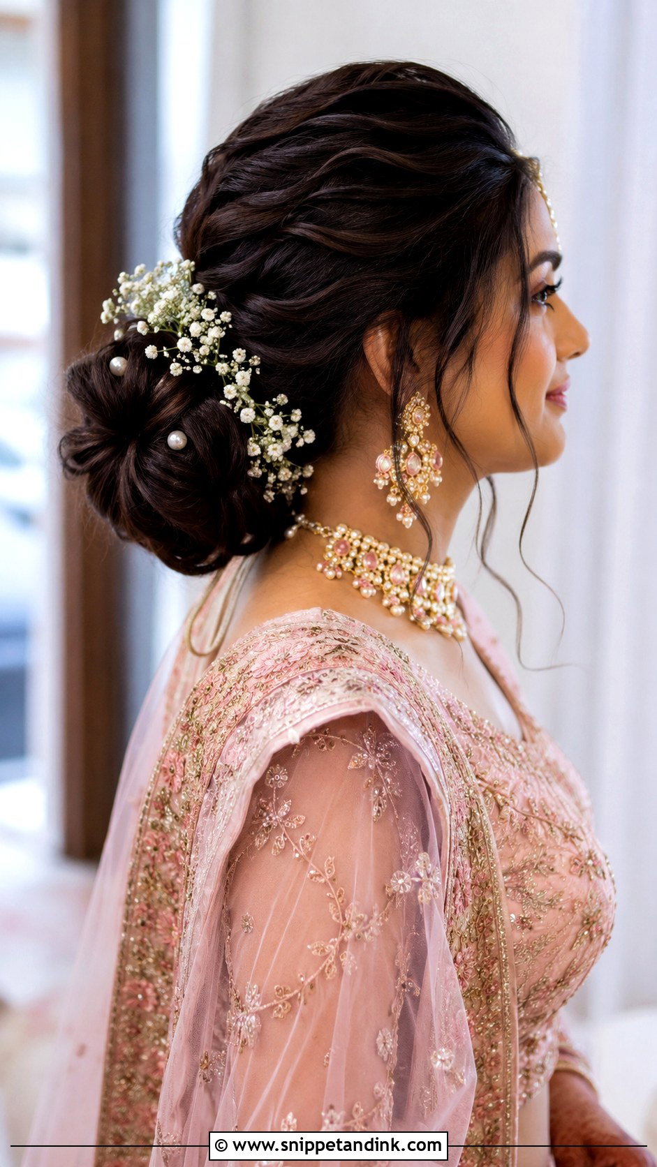 Indian Bridal Puff Bun - Snippet and Ink - 15 Indian Bridal Hairdo Ideas